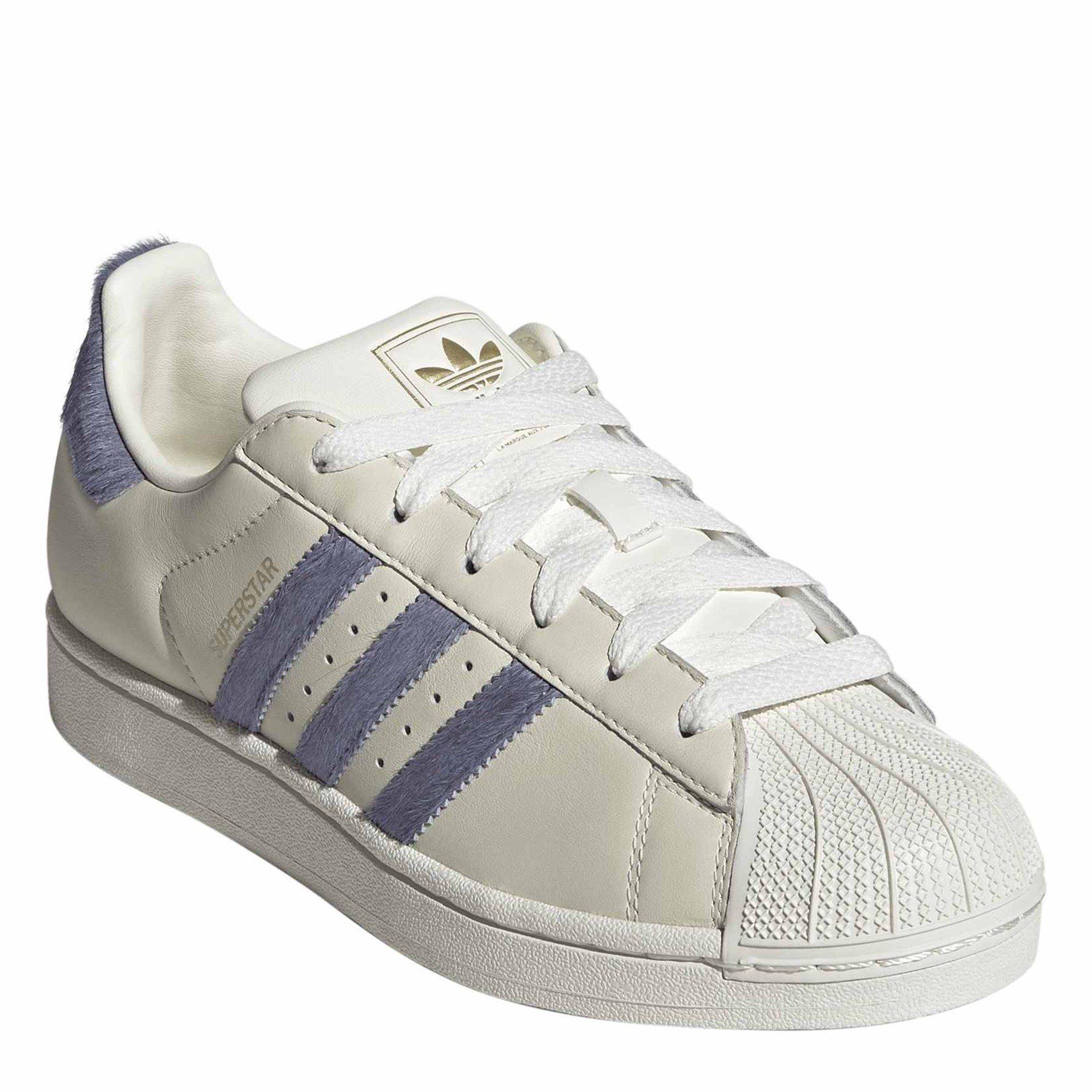 White/Blue/Gold - adidas - Women's Superstar II Leather Low-Top Trainers - 3