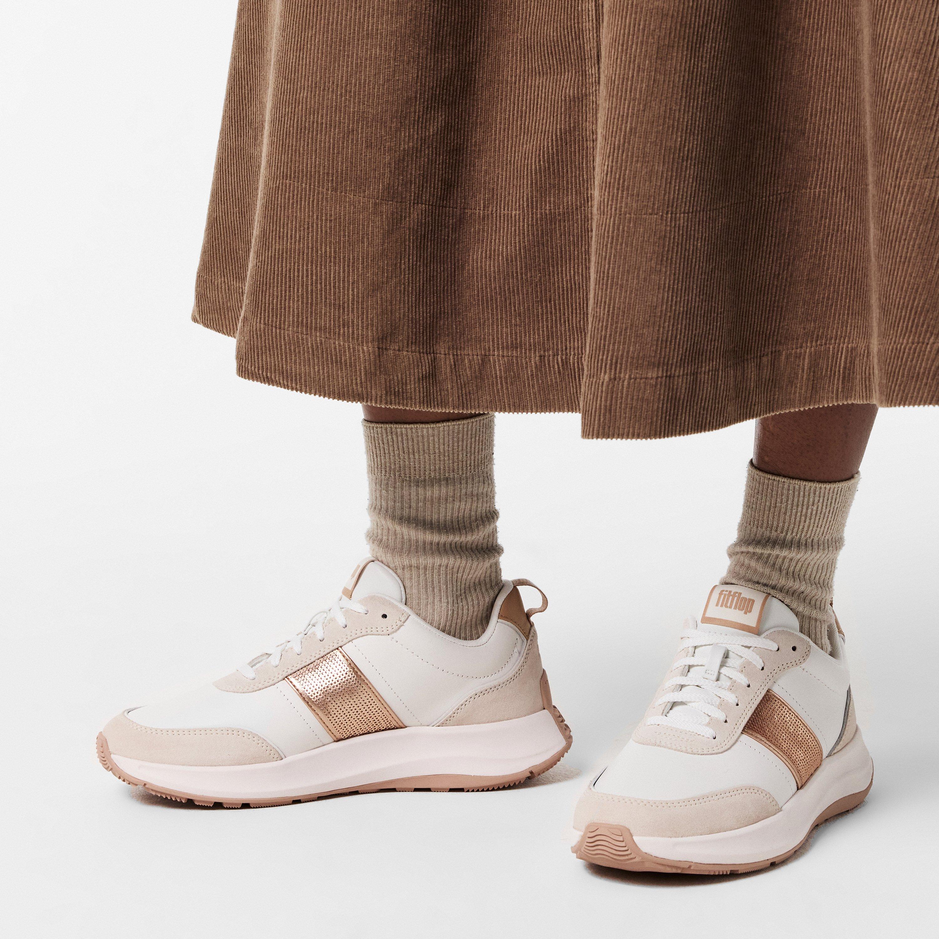 White Beige - Fitflop - Women's Sequin Chunky Trainers - 3