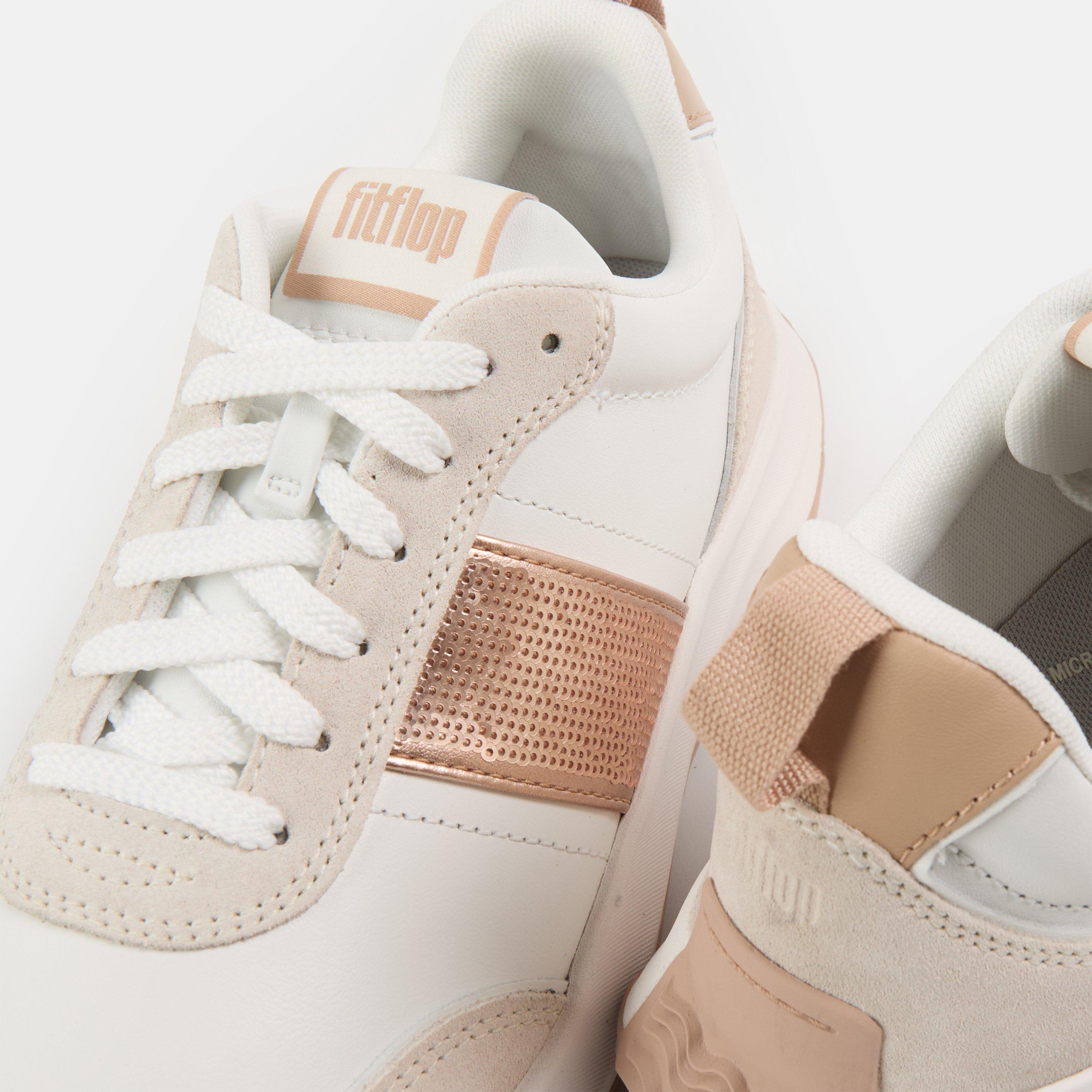 White Beige - Fitflop - Women's Sequin Chunky Trainers - 4