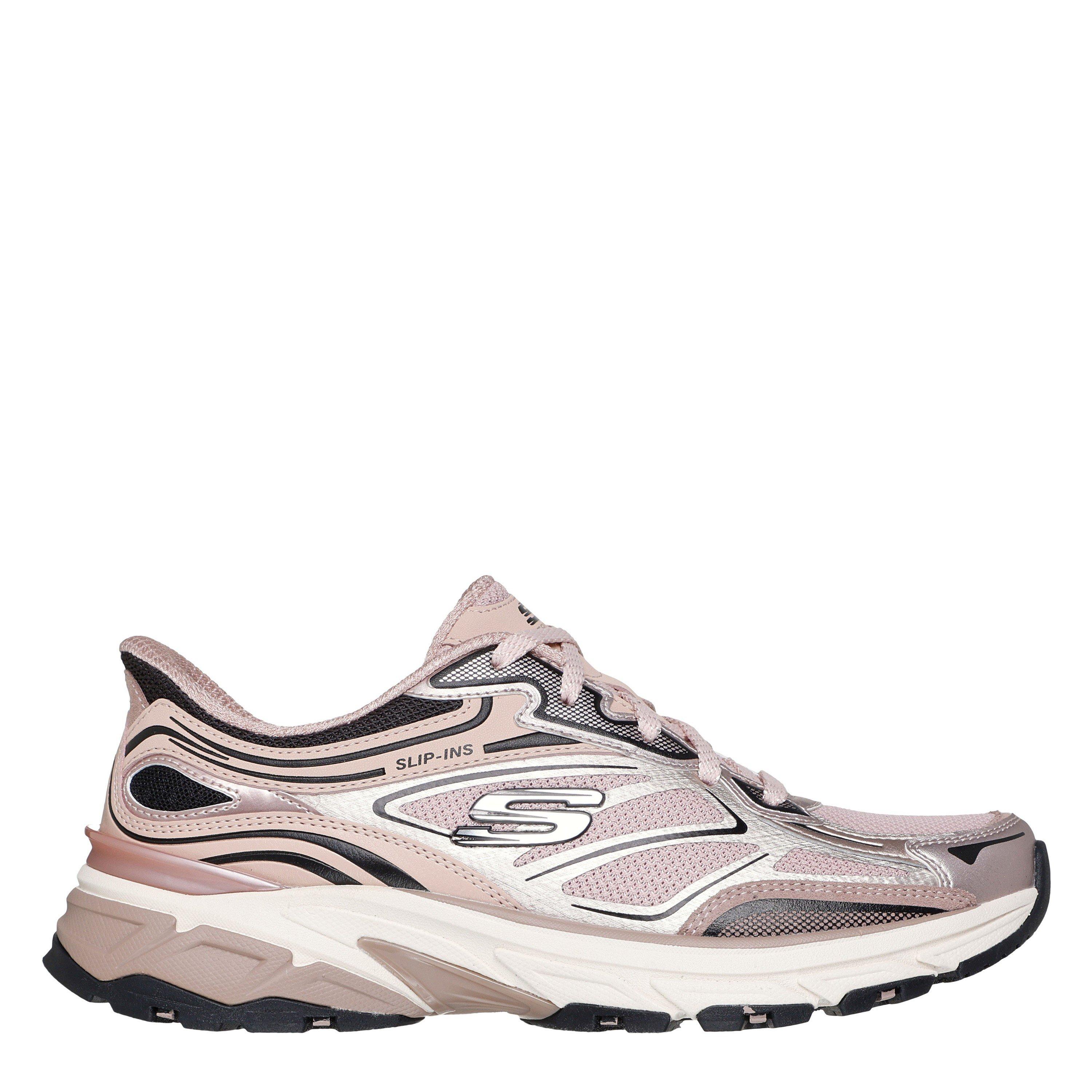 Rose - Skechers - Women's Metallic Overlay Mesh Slip On Trainers - 1