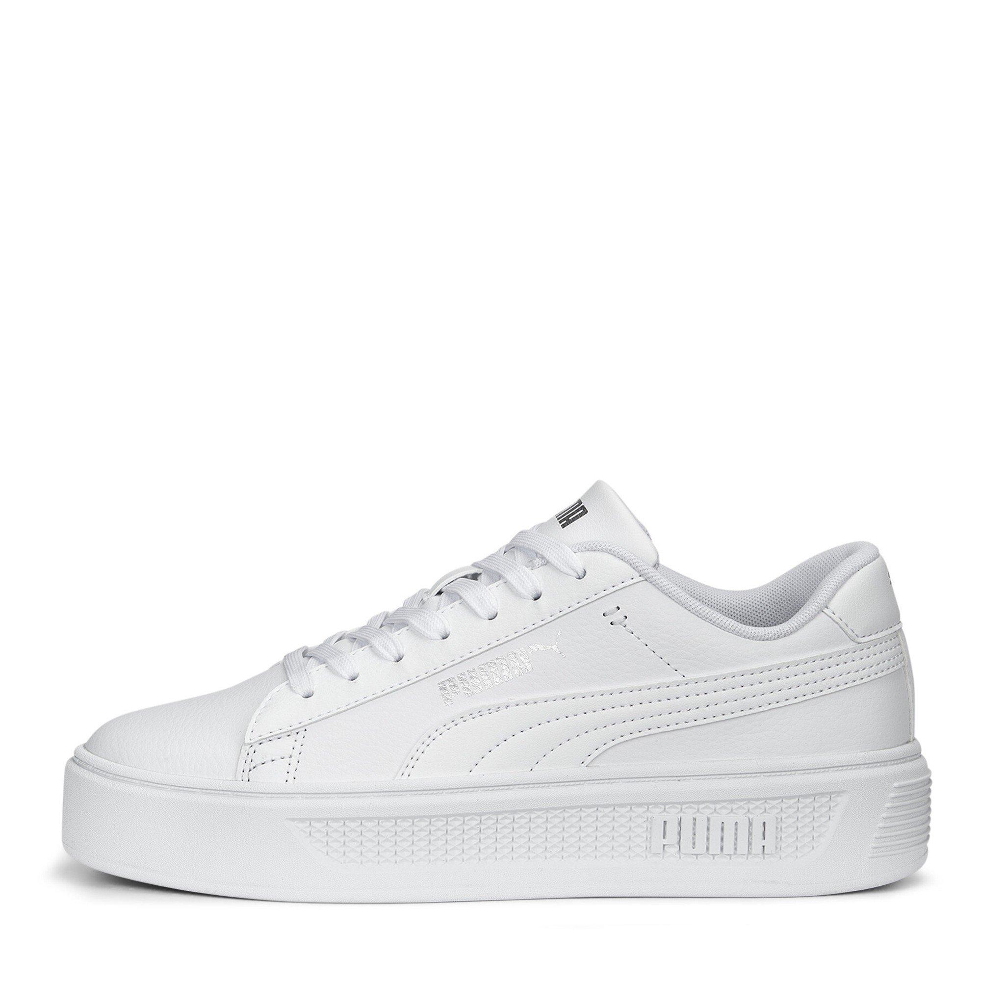 White/Silver - Puma - Smash Platform V3 Low-Top Trainers Womens - 2