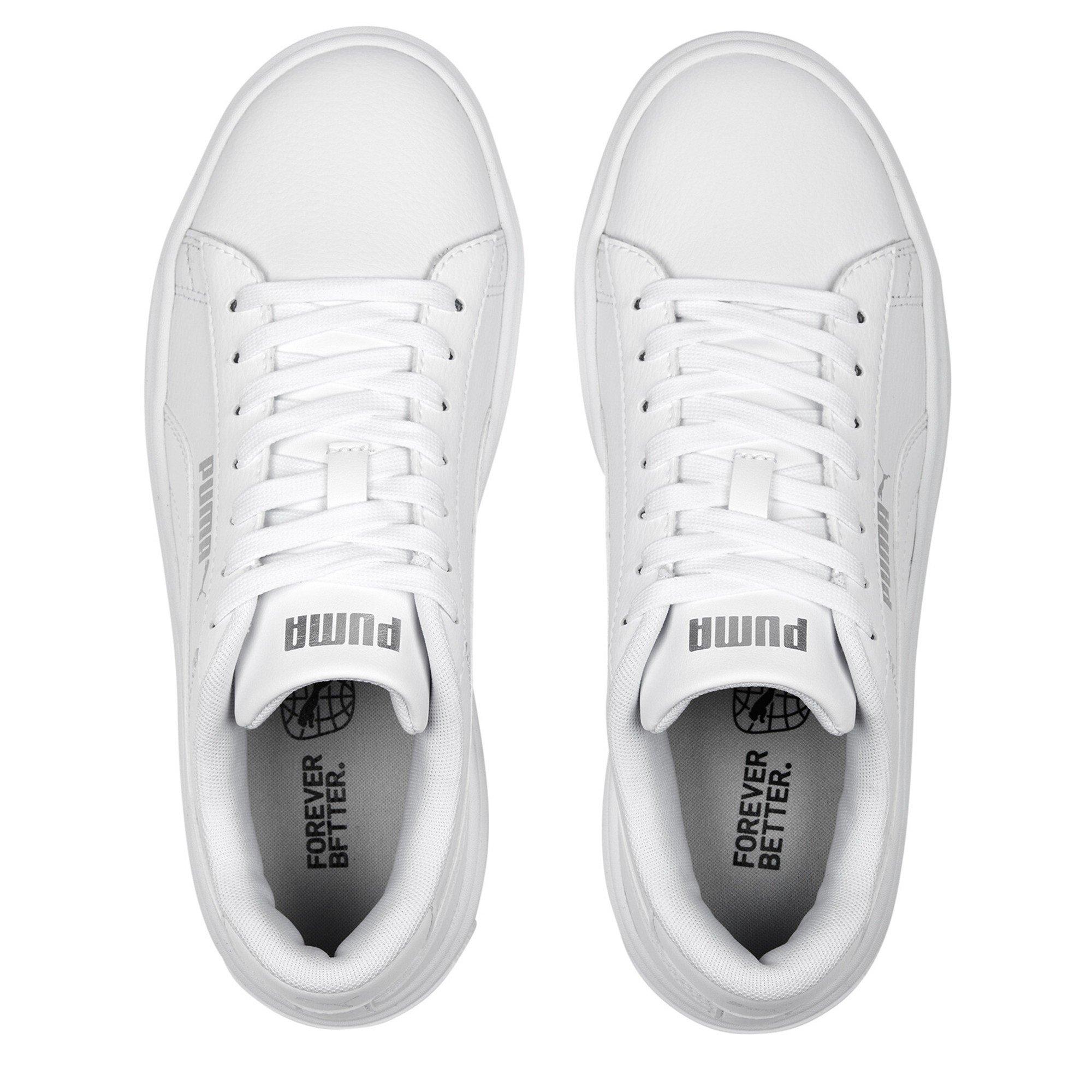 White/Silver - Puma - Smash Platform V3 Low-Top Trainers Womens - 6