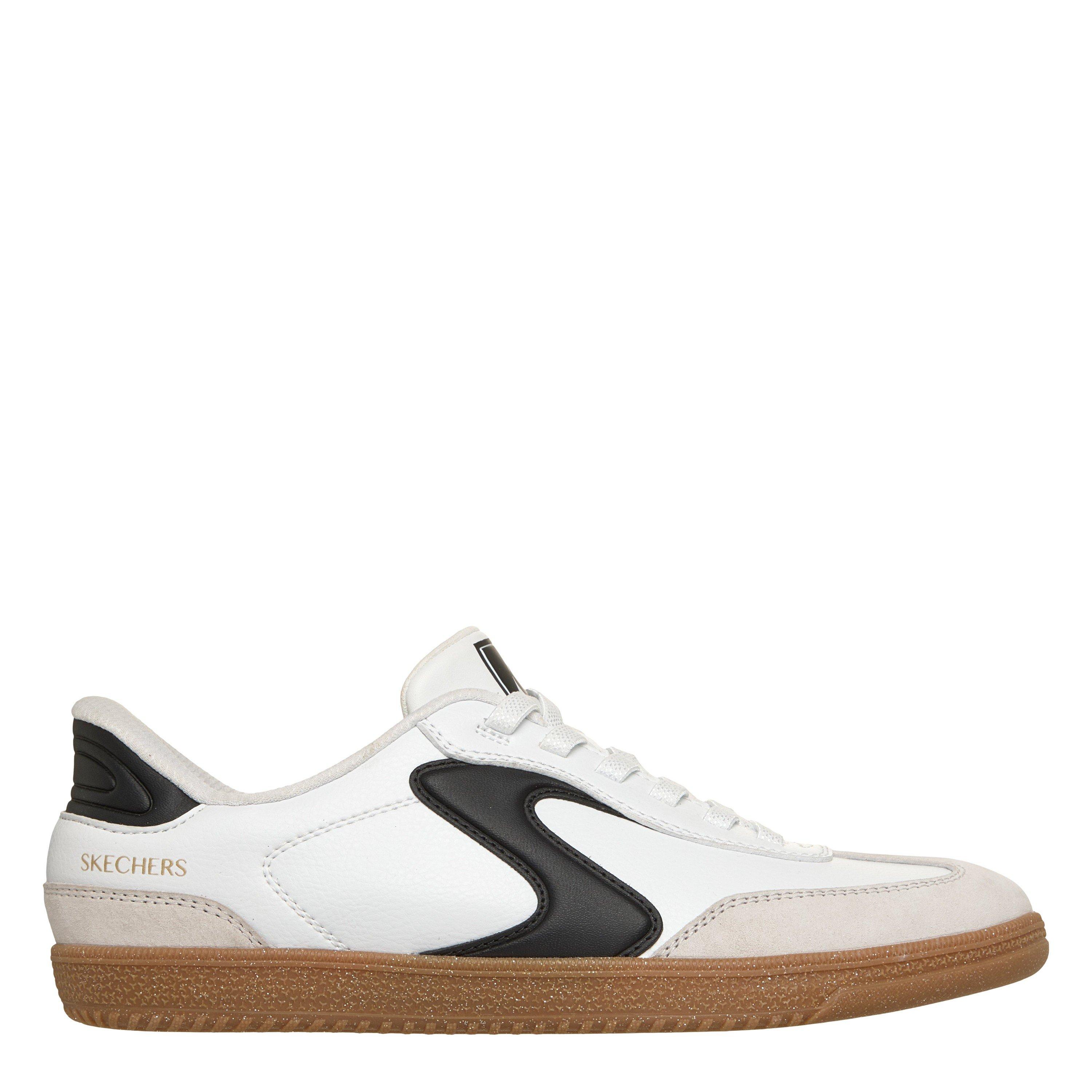 White/Black - Skechers - Women's Duraleather and Suede Overlay Bungee Low-Top Trainers - 1