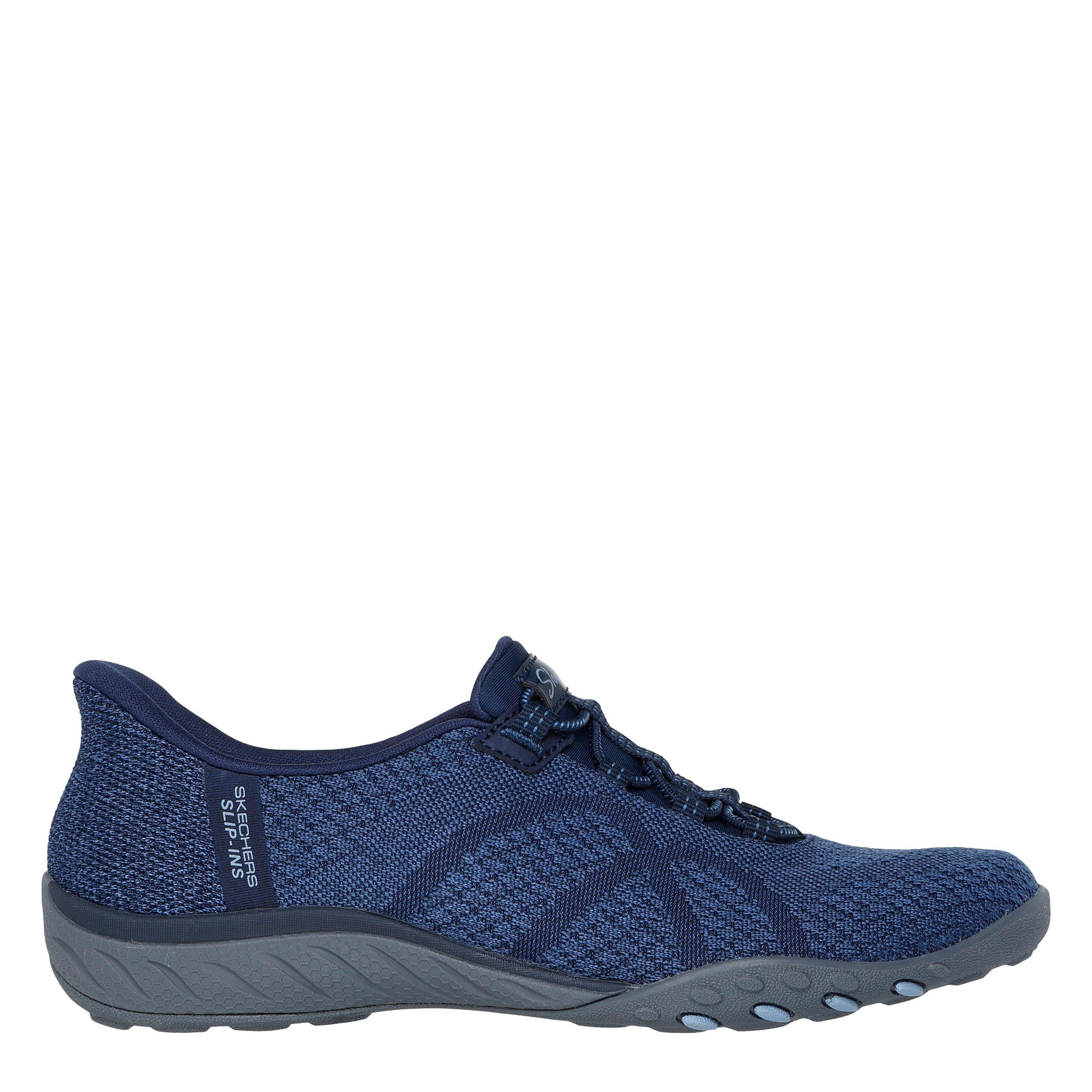 Navy - Skechers - Women's Breathe Easy Slip On Trainers - 1