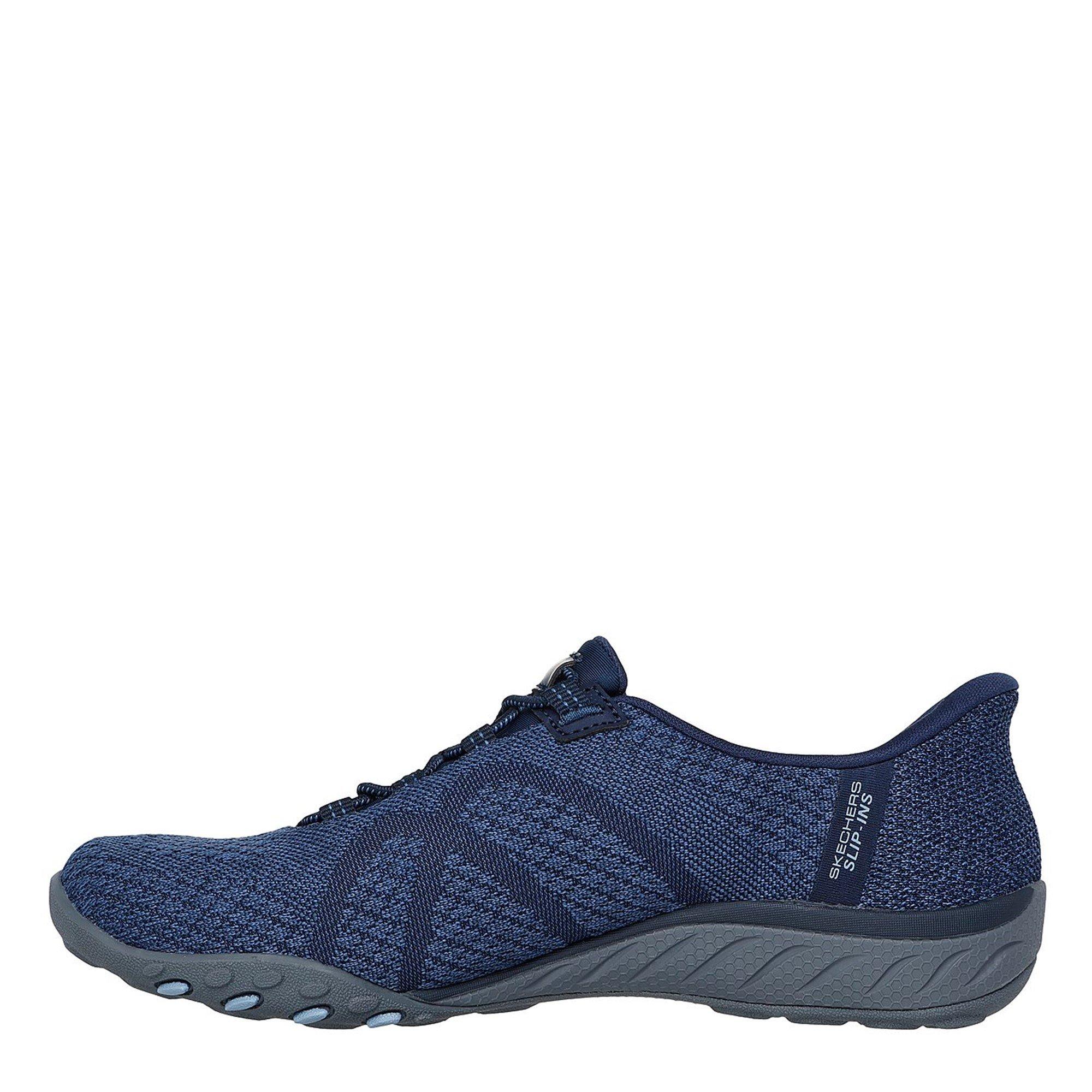 Navy - Skechers - Breathe Easy Slip On Trainers - 2