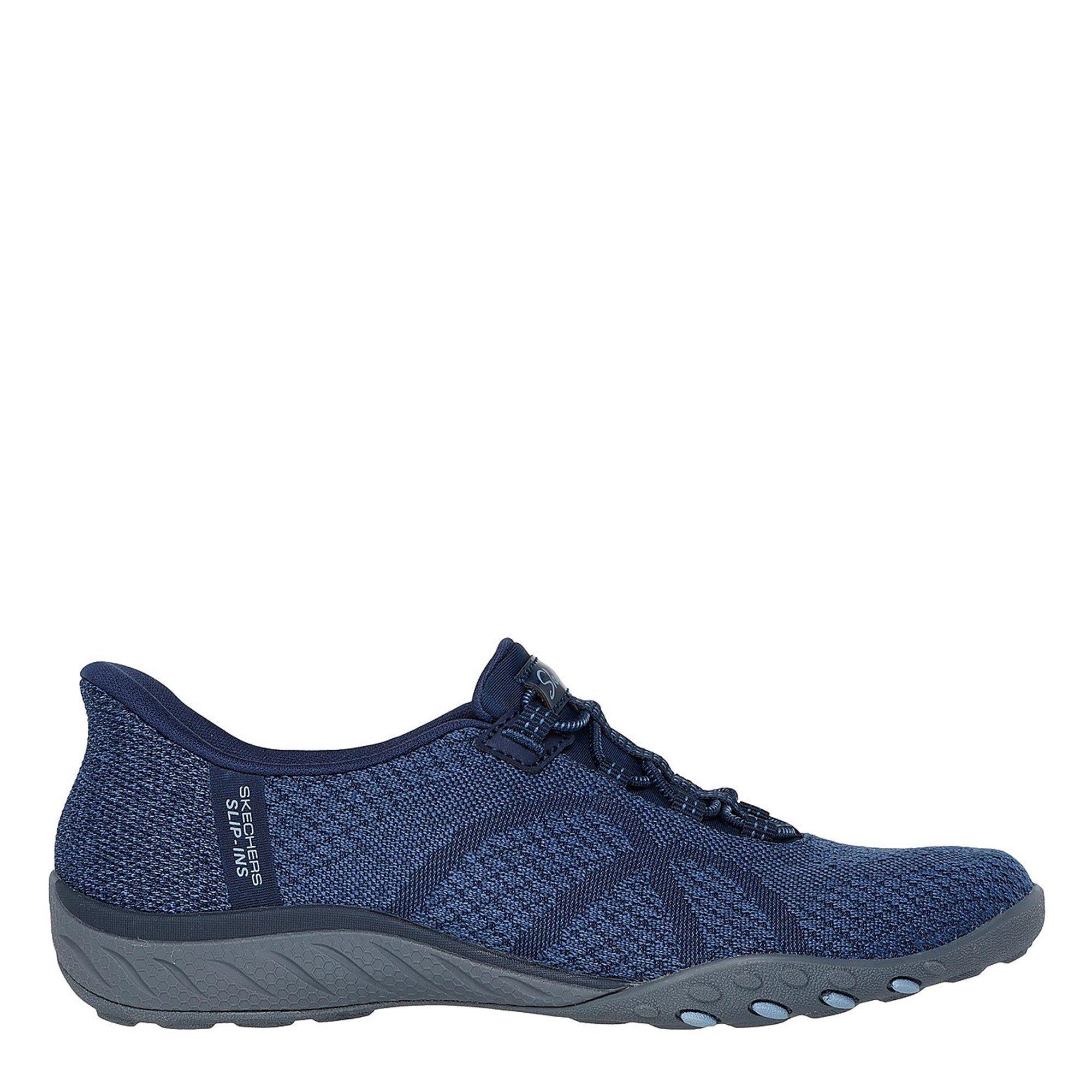 Navy - Skechers - Breathe Easy Slip On Trainers - 3