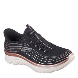 Skechers Mesh Bungee Glitter 3d Print Integr Slip On Trainers Womens
