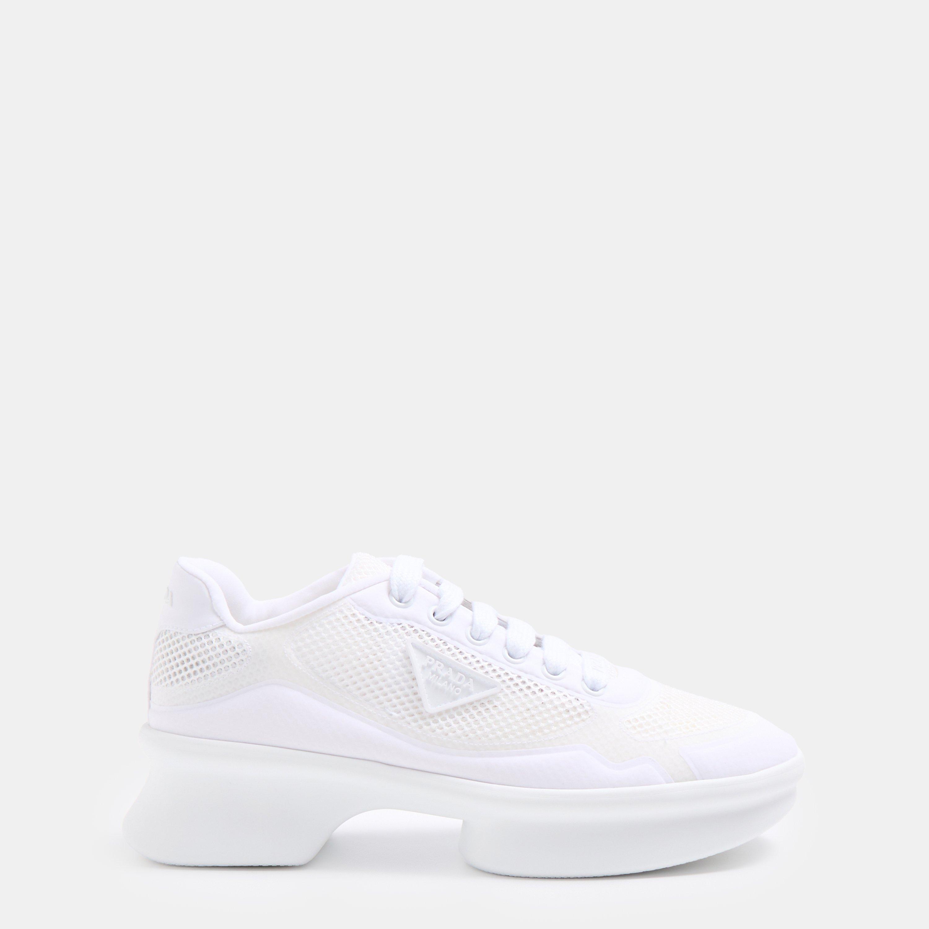Prada Women's Nylon and Mesh Chunky Trainers - Bianco - Size 7 (40)