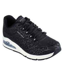 Skechers Skechers Tonal Leopard Printed Durabuck Lace Low-Top Trainers Womens