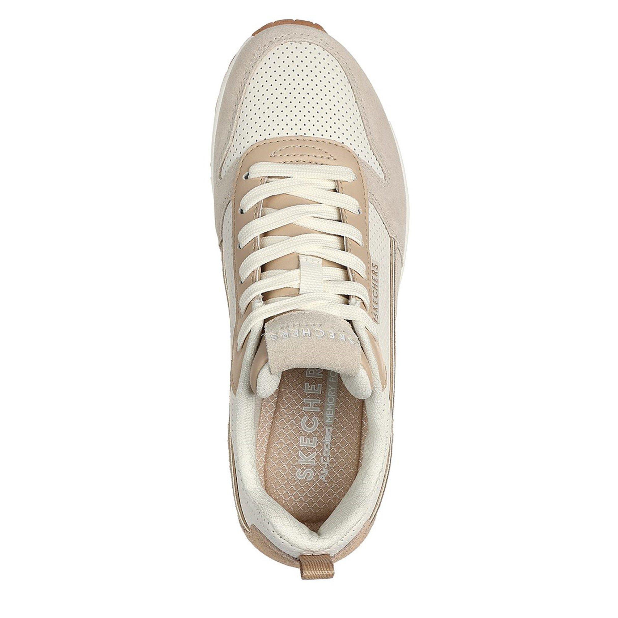 Taupe/Natural - Skechers - Suede & Perforated Duraleather Lace Low-Top Trainers Womens - 5