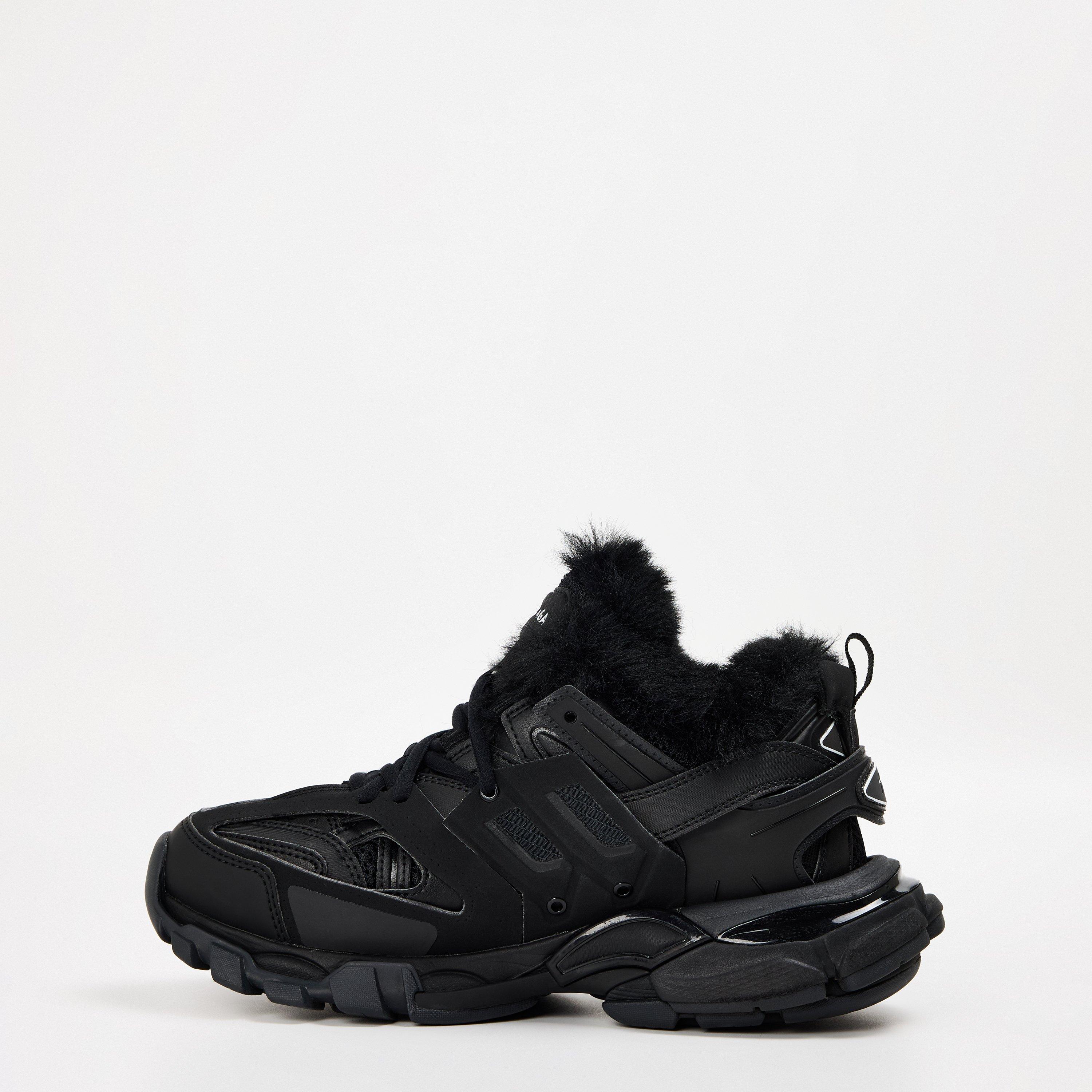 Black/Black Fur - Balenciaga - Faux Fur Track Trainers - 2