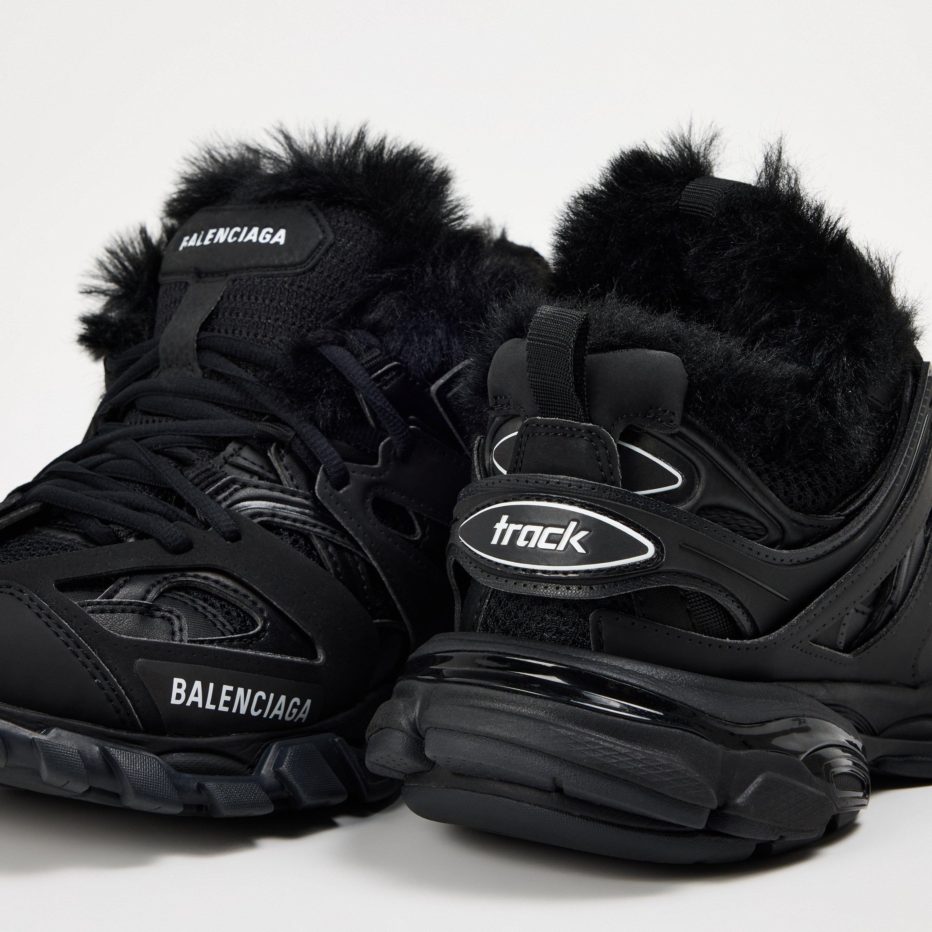 Black/Black Fur - Balenciaga - Faux Fur Track Trainers - 3