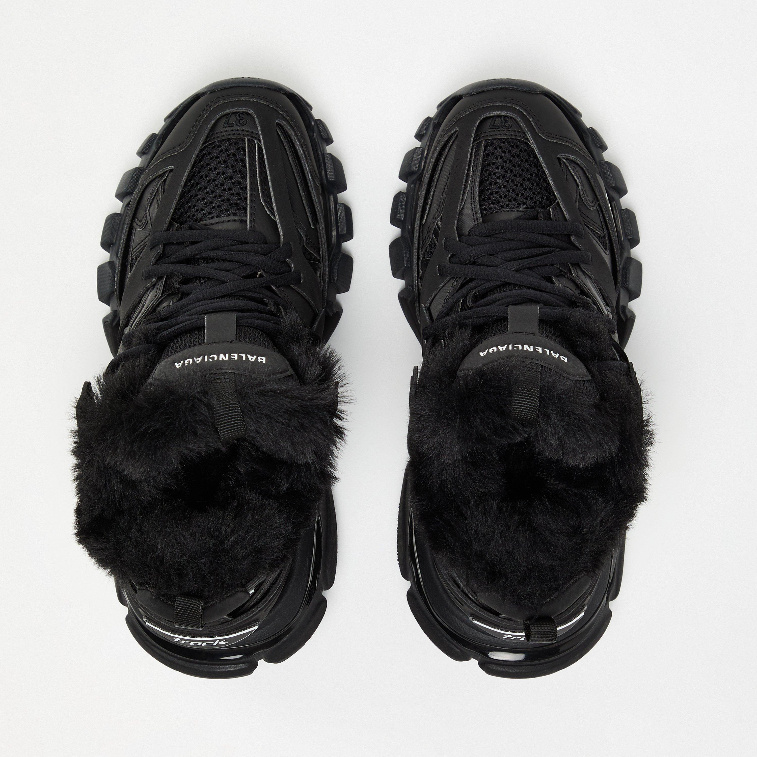 Black/Black Fur - Balenciaga - Faux Fur Track Trainers - 4