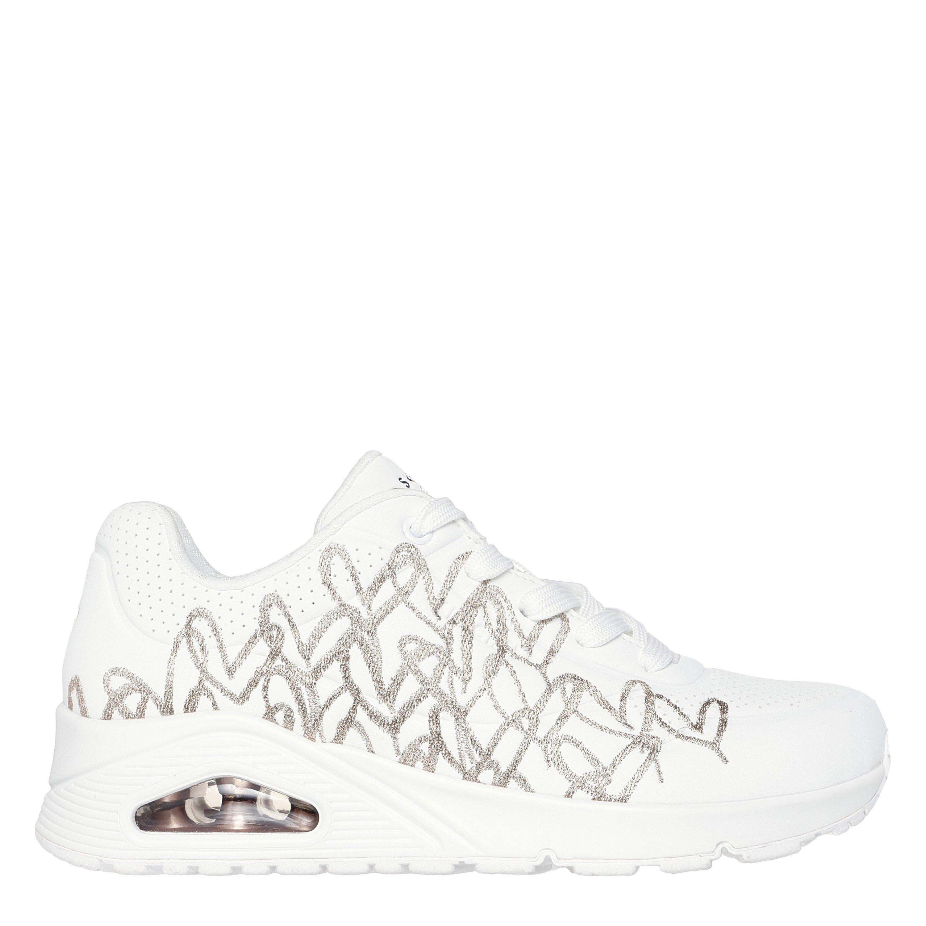 White/RoseGold - Skechers - Women's Goldcrown Mylar Embroidery Low-Top Trainers - 1