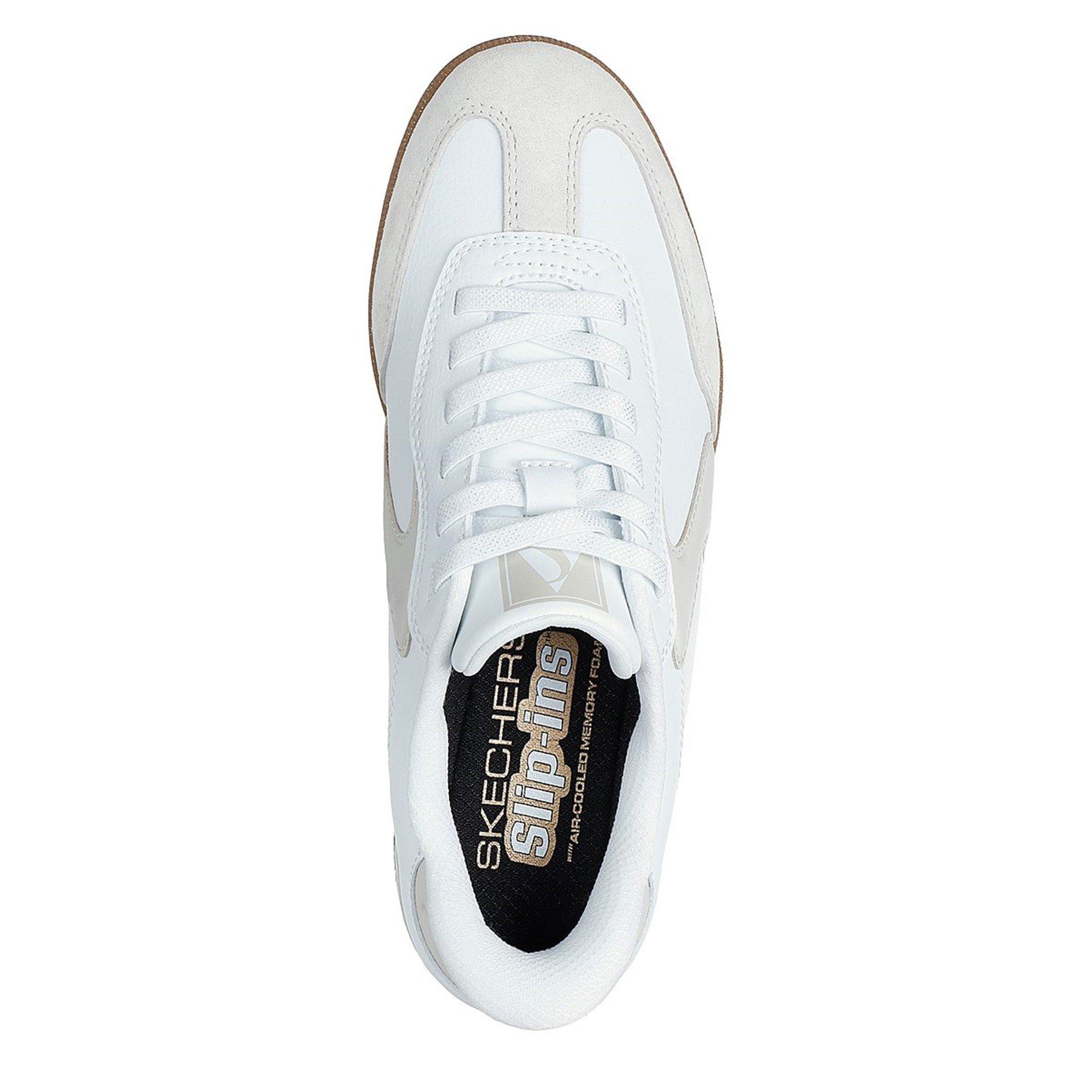 White/Neutral - Skechers - Duraleather & Suede Overlay Bungee Low-Top Trainers Womens - 5