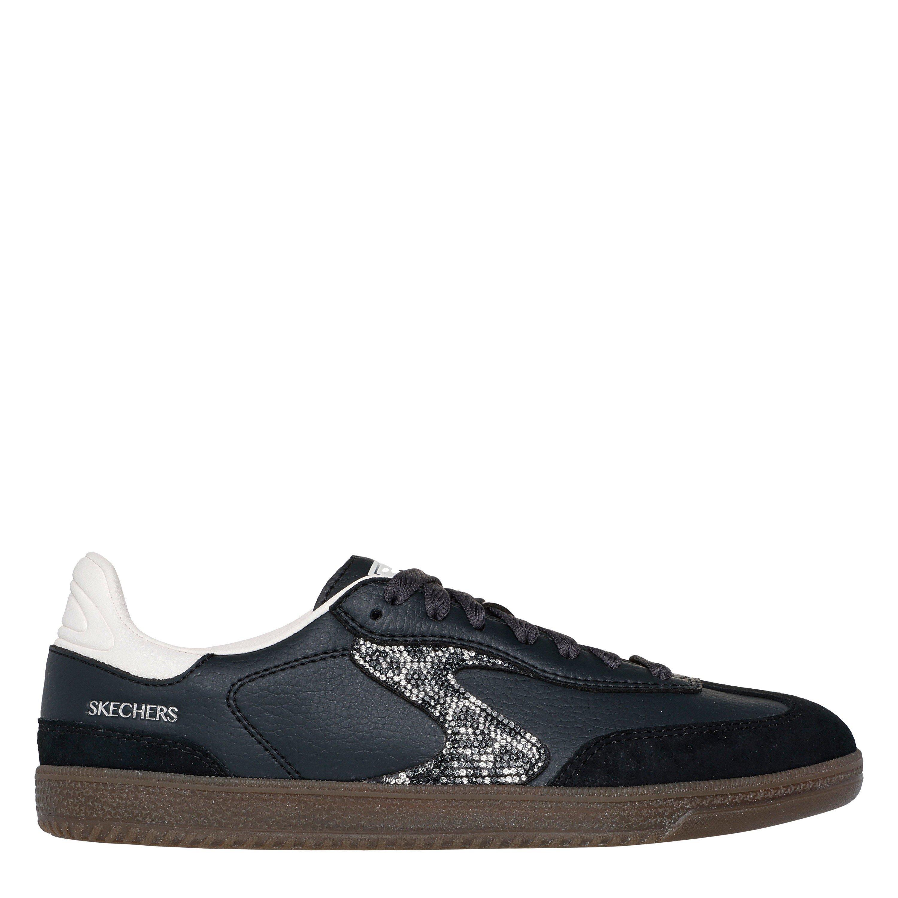 Skechers Women's Duraleather & Suede Overlay Rhinest Low-Top Trainers - Black - 8 (41)