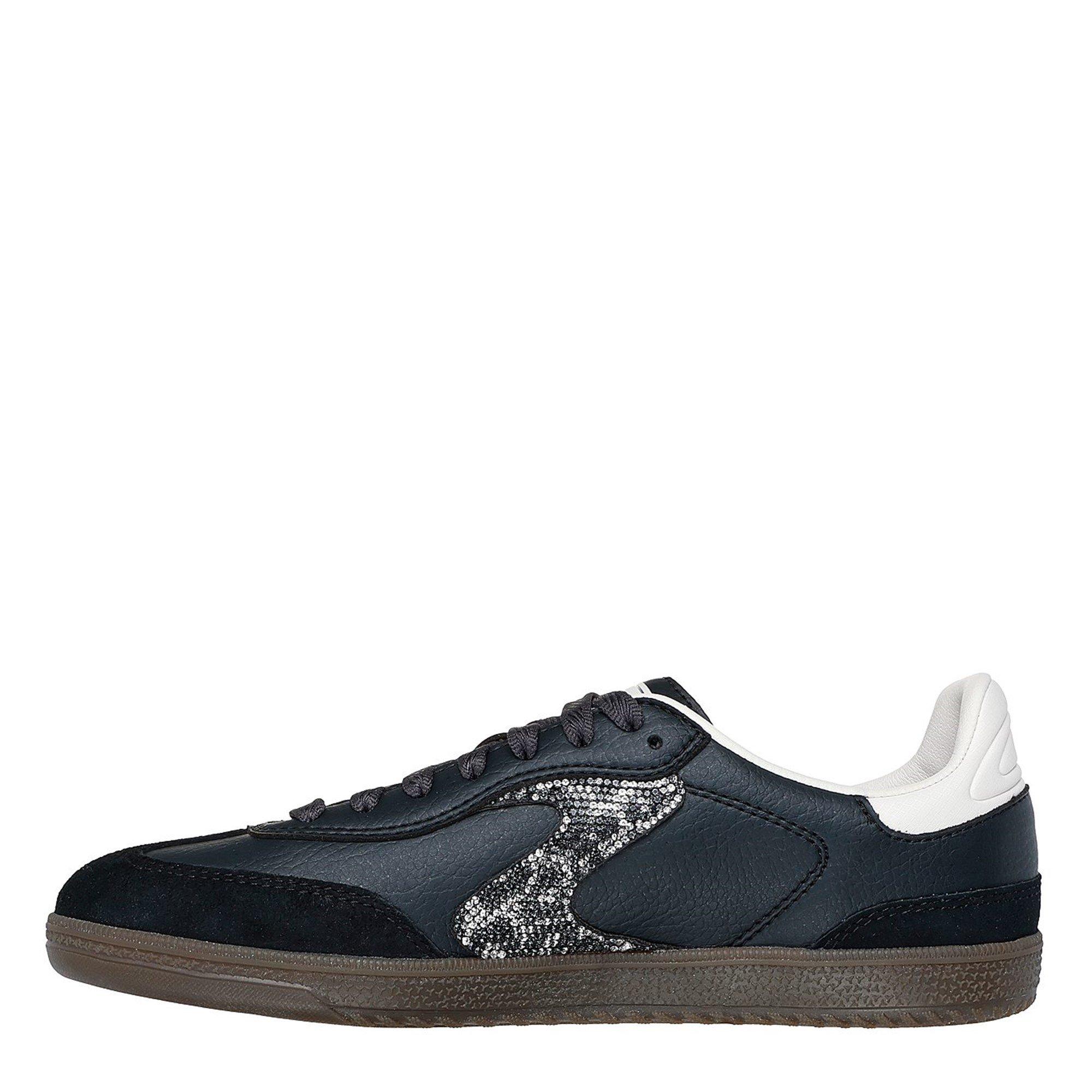 Noir - Skechers - Duraleather & Suede Overlay Rhinest Low-Top Trainers Womens - 2