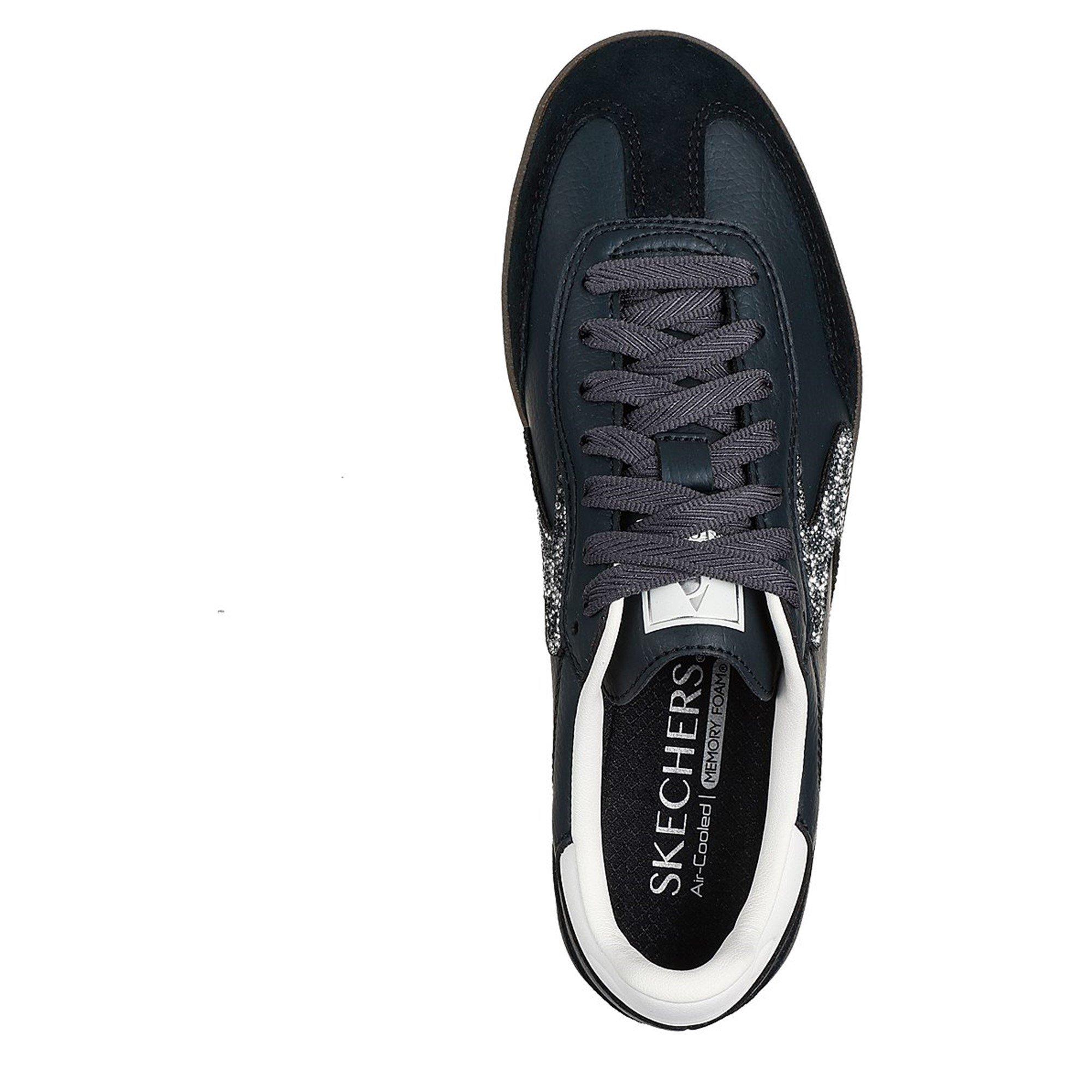 Noir - Skechers - Duraleather & Suede Overlay Rhinest Low-Top Trainers Womens - 5