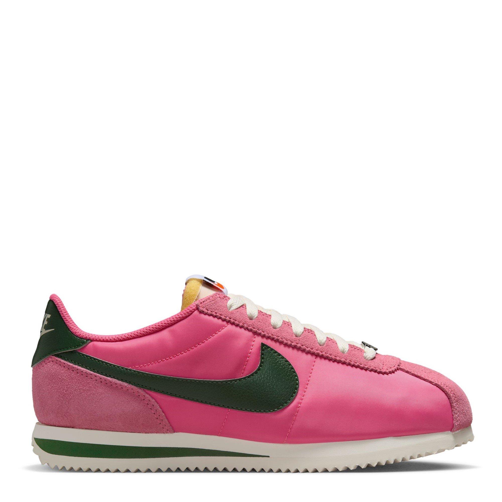 Nike Women's Cortez Textile Runners - Pink/Green - 8 (42.5)