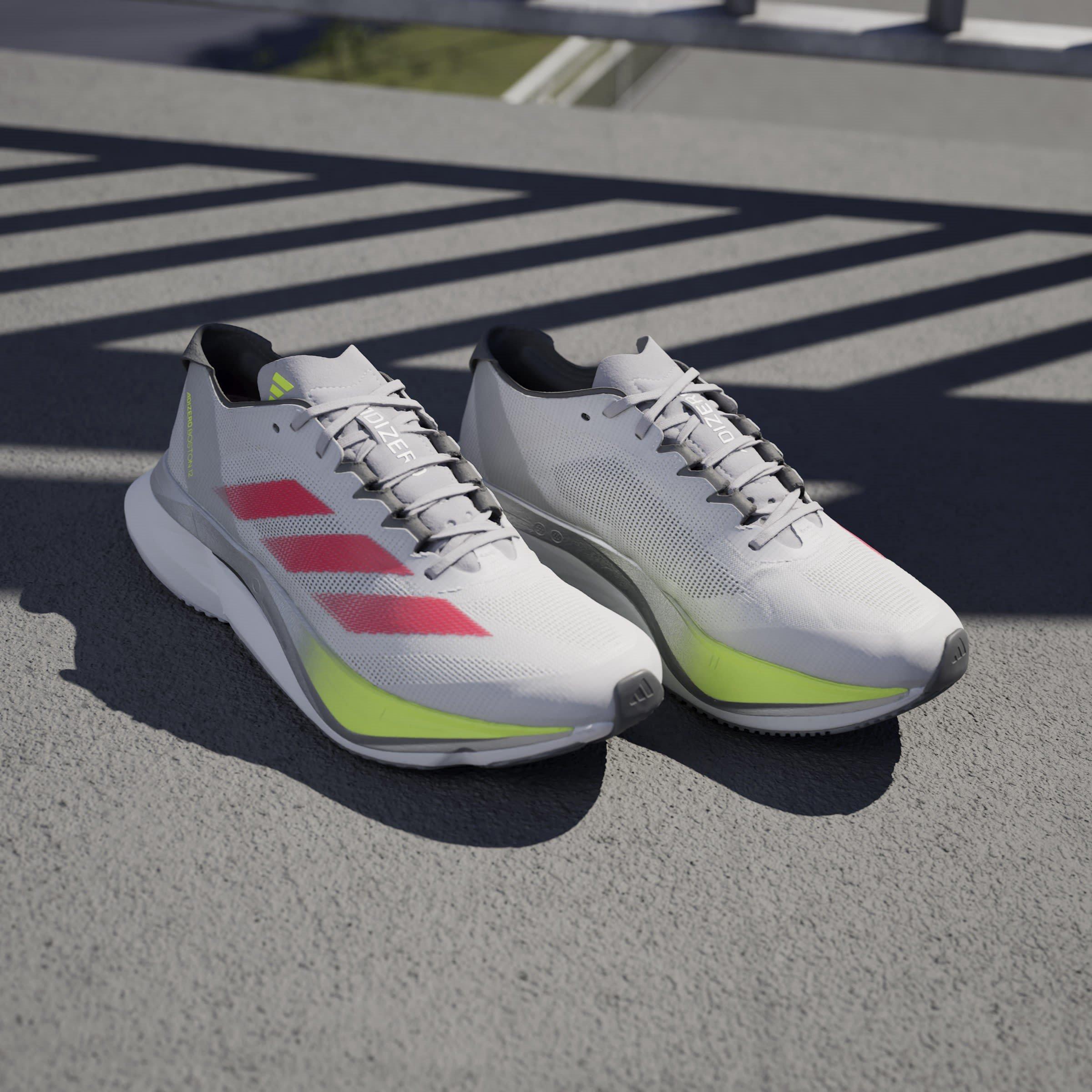 Grey/Red/Lmn - adidas - Adizero Boston 12 Road Running Shoes Womens - 12