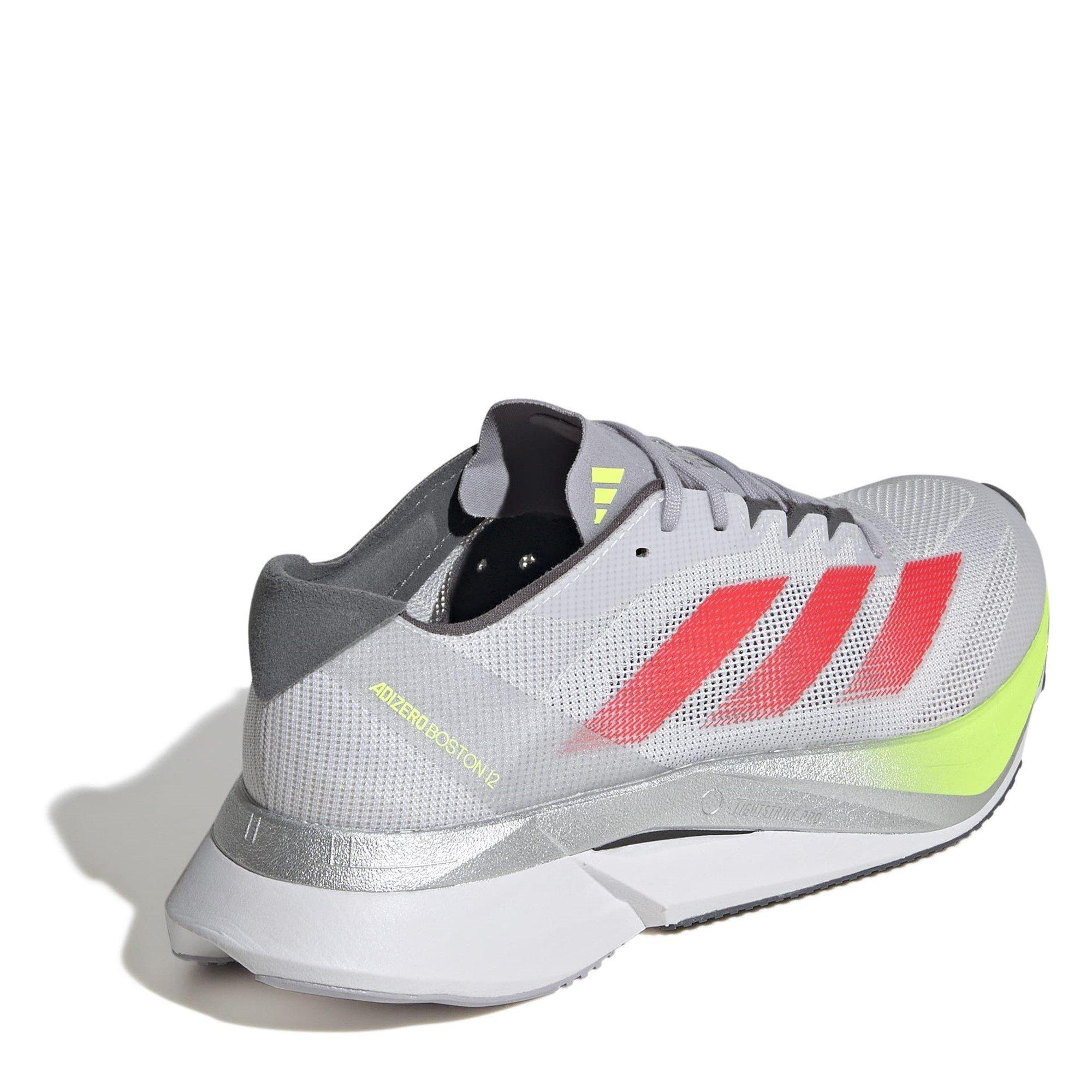 Grey/Red/Lmn - adidas - Adizero Boston 12 Road Running Shoes Womens - 4
