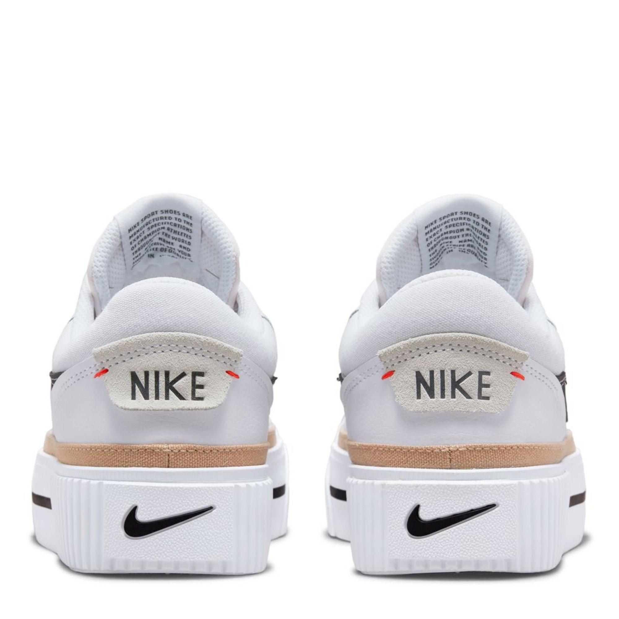 Wht/Blk-Orange - Nike - Court Legacy Lift Womens Shoes - 5
