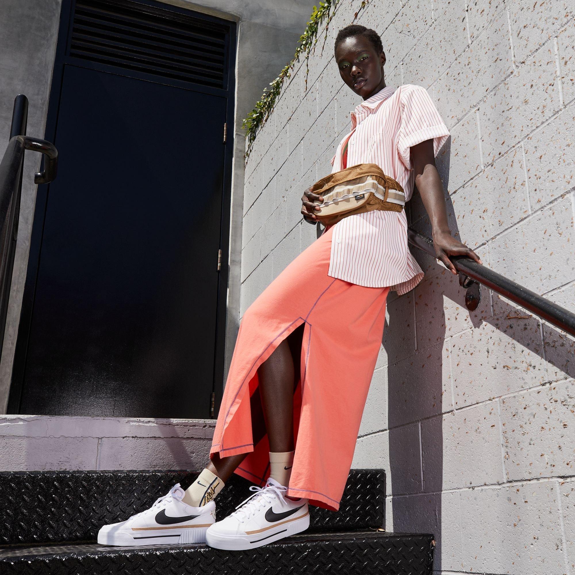 Wht/Blk-Orange - Nike - Court Legacy Lift Womens Shoes - 7