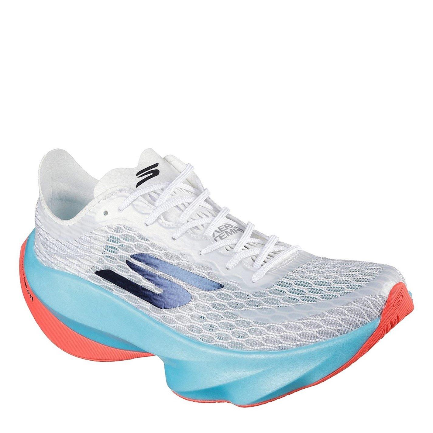 White/Turq - Skechers - AERO Tempo Elite Running Trainers Womens - 3