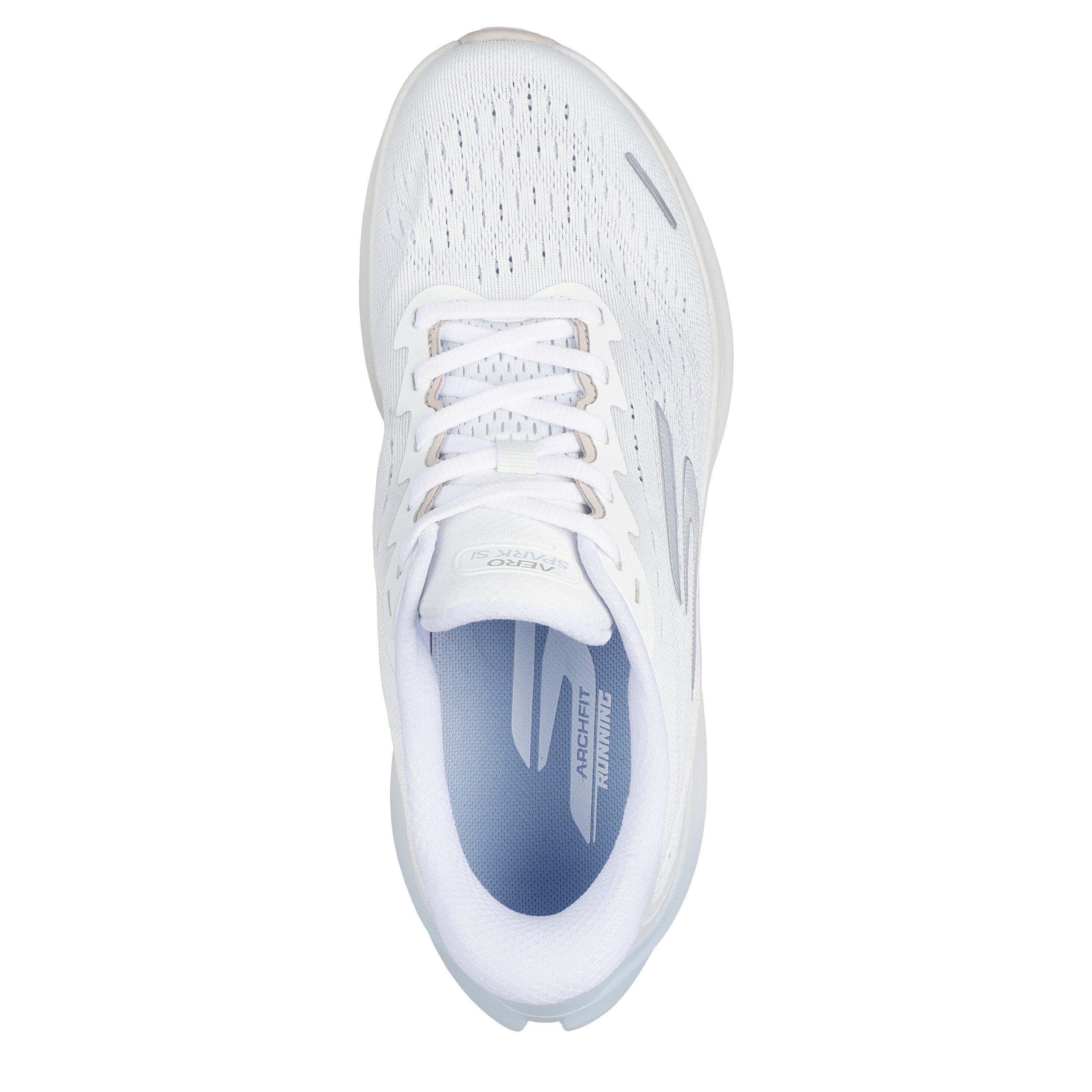 White/Silver - Skechers - AERO Spark Running Shoes Womens - 5