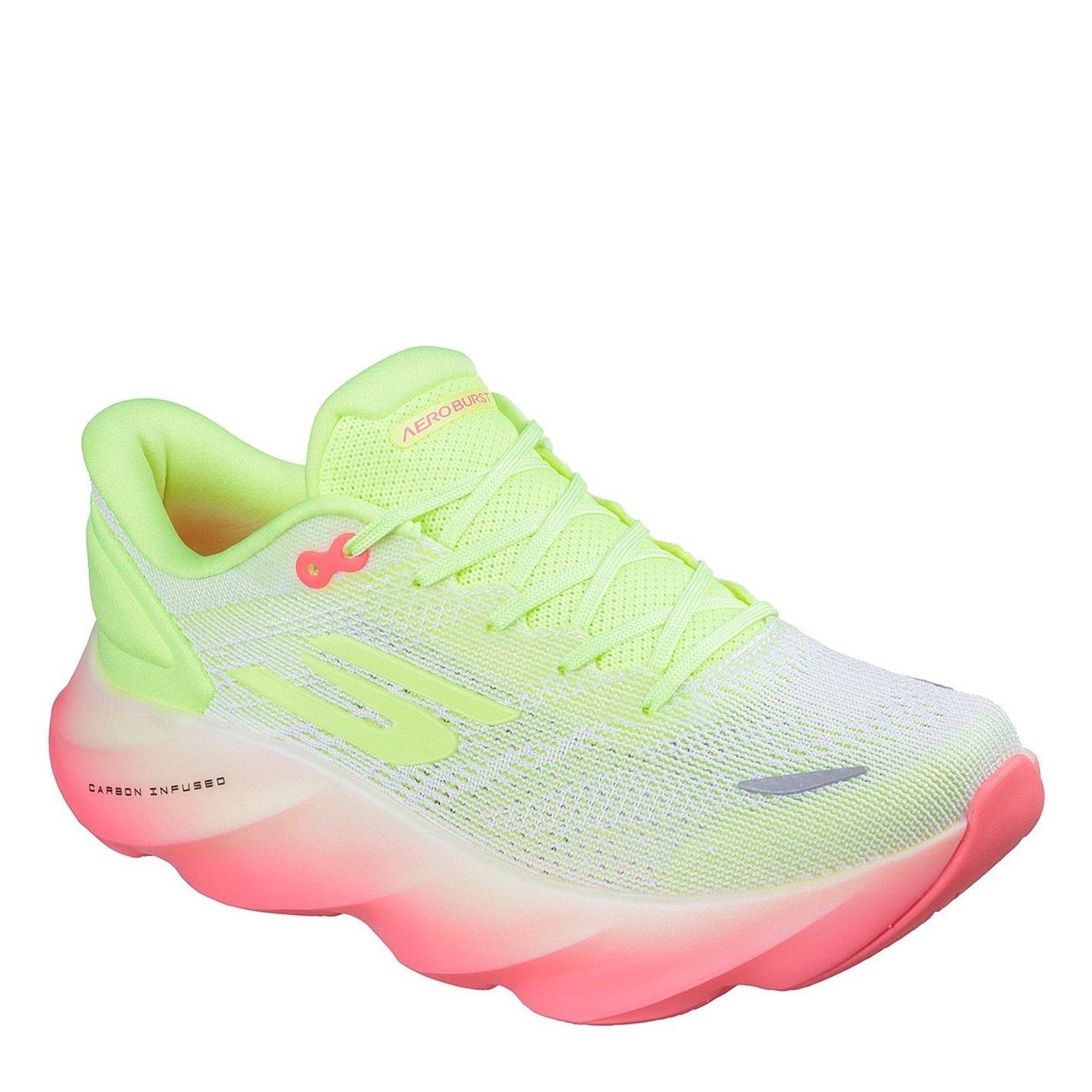 White/Yellow - Skechers - AERO Burst Running Shoes Womens - 3