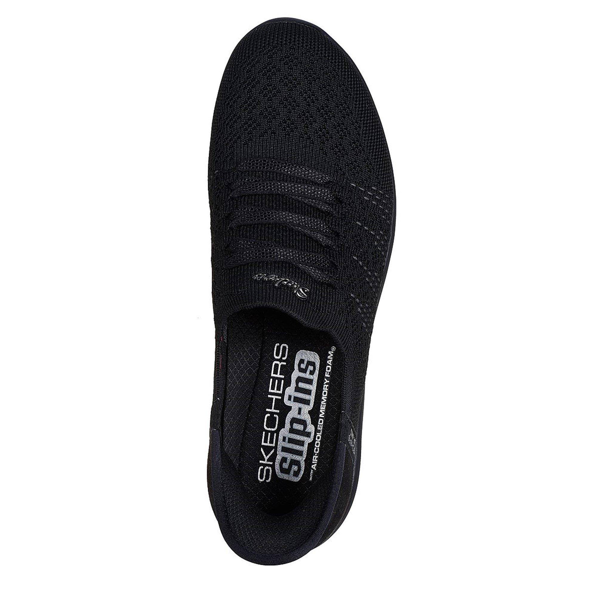 Black/Black - Skechers - Arya - Swiftly Slip On Trainers Womens - 5