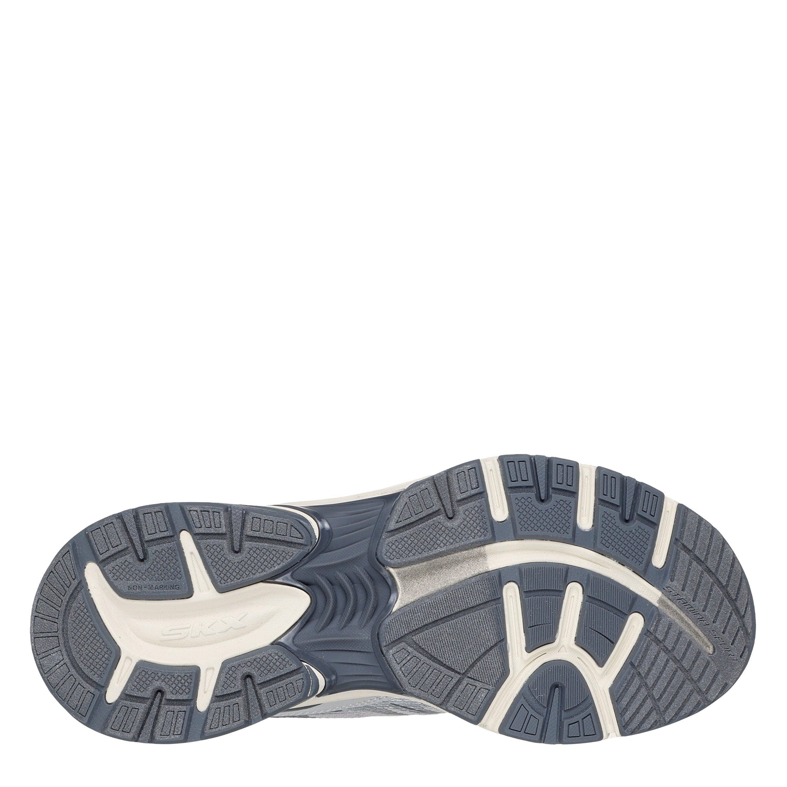 Wit/Zilver - Skechers - Metallic Overlay Mesh Lace-Up Slip- Runners Womens - 4