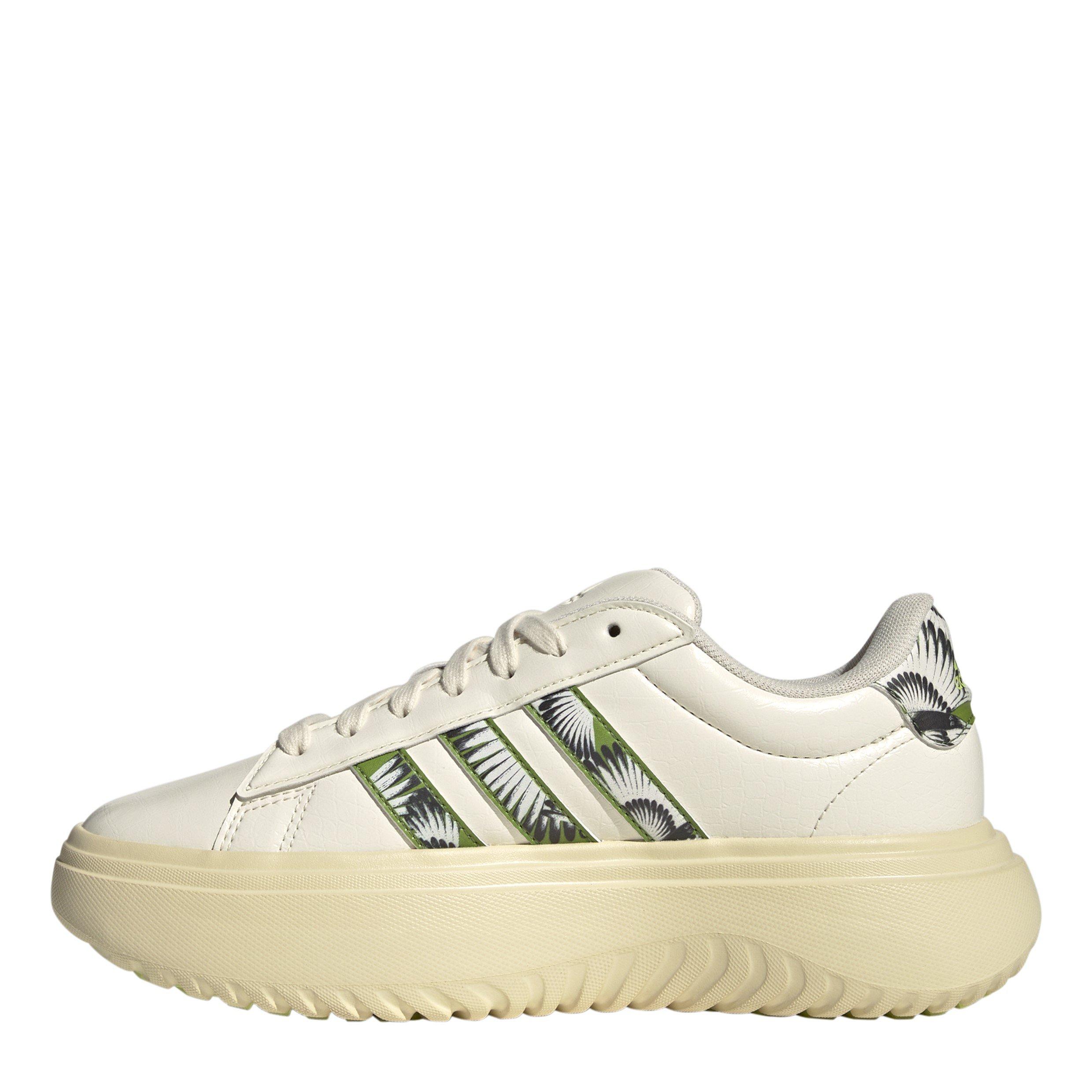 White/Green - adidas - Grand Court Platform Shoes Womens - 2