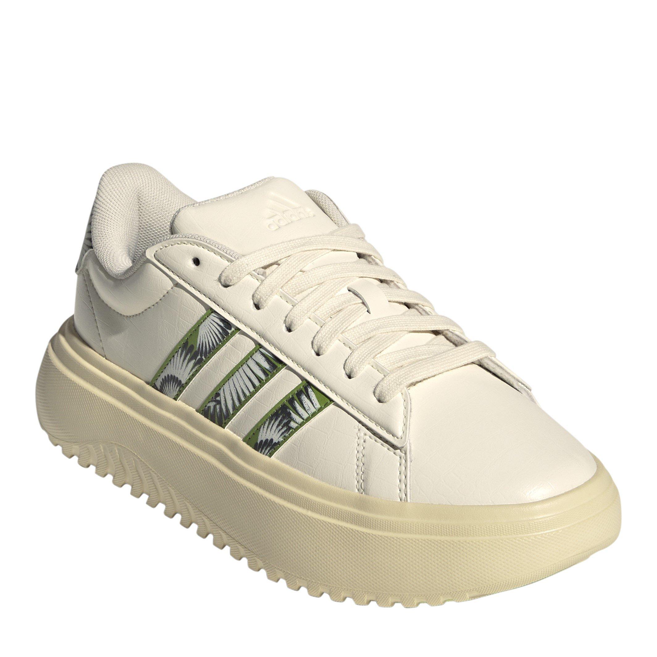 White/Green - adidas - Grand Court Platform Shoes Womens - 3