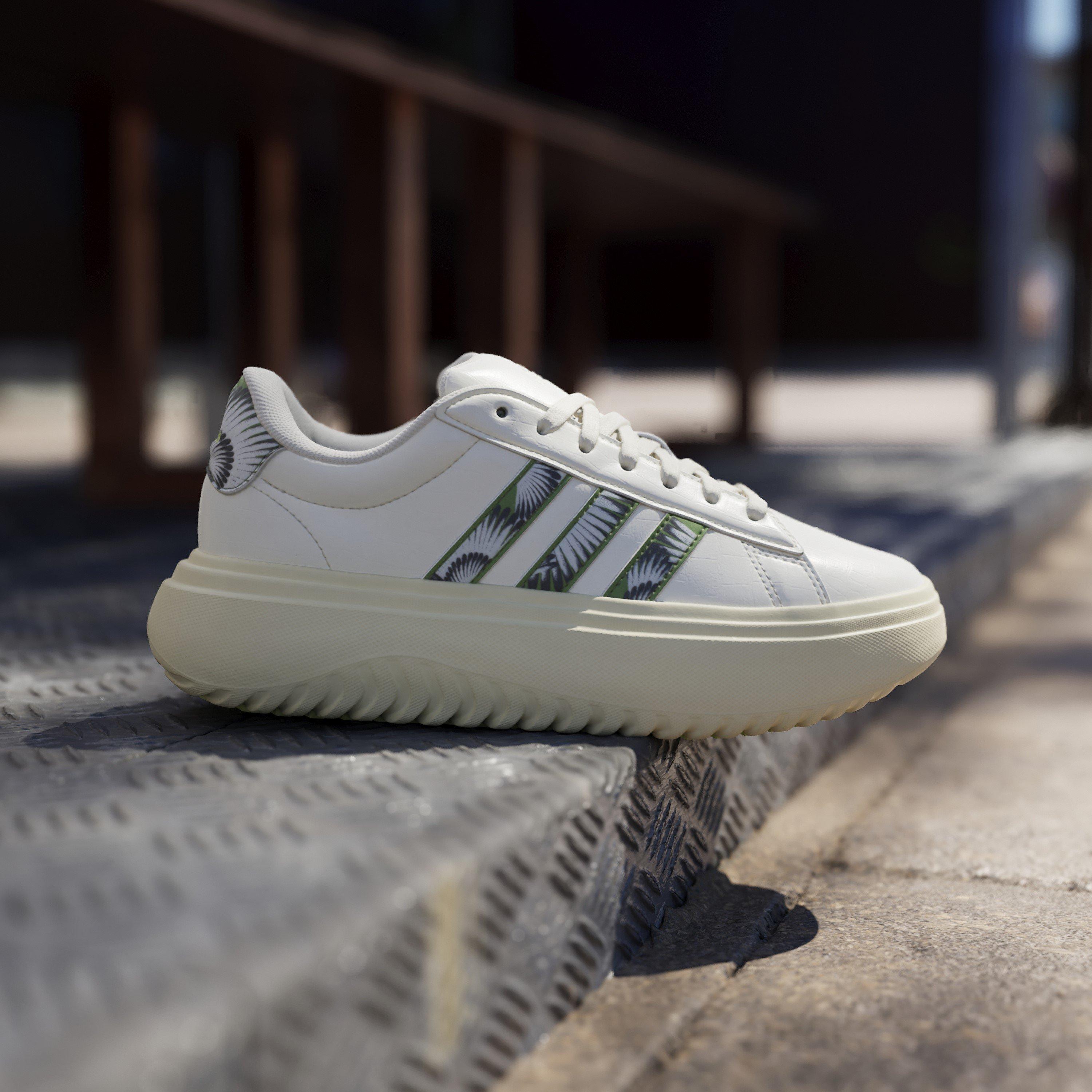 White/Green - adidas - Grand Court Platform Shoes Womens - 10