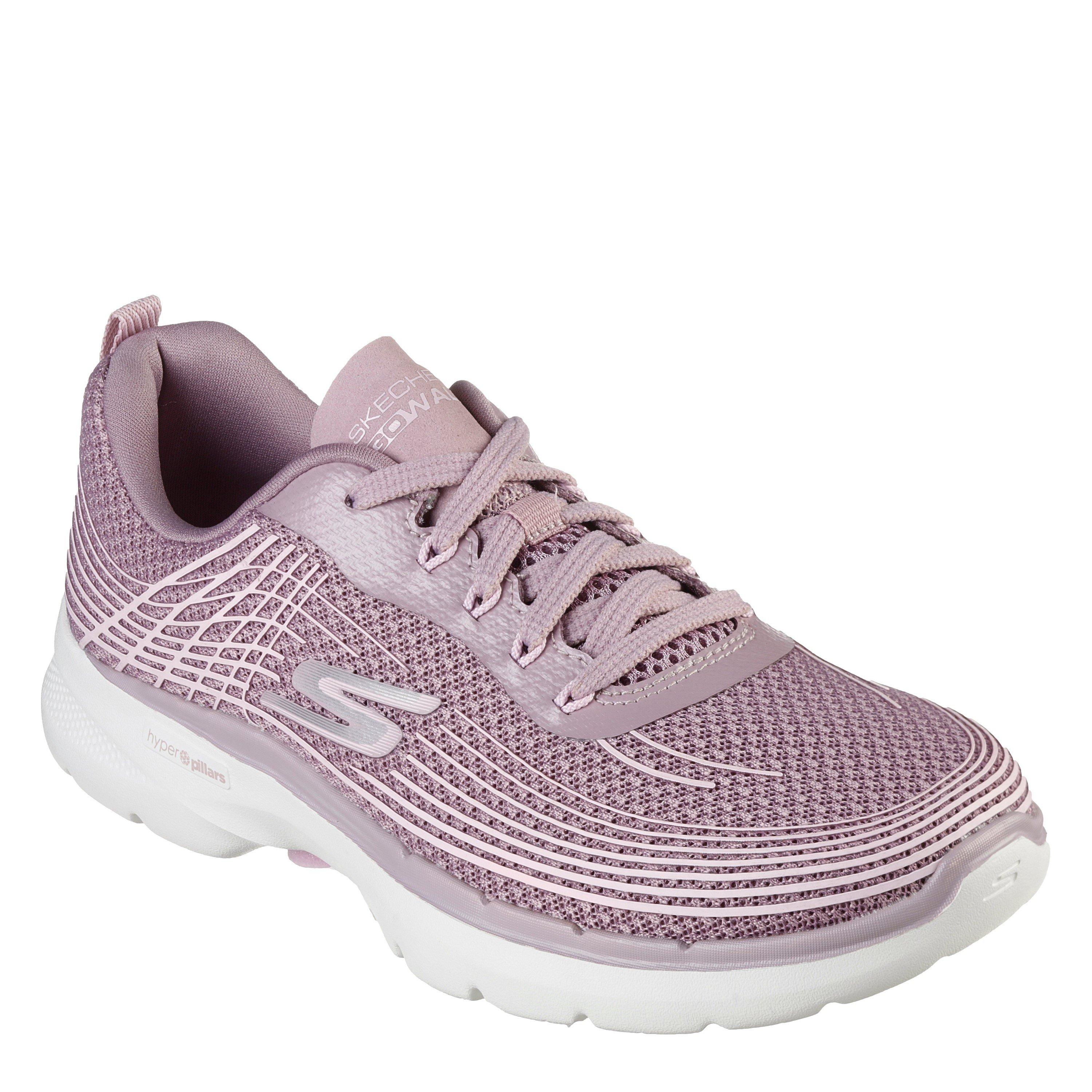 Mauve - Skechers - Athletic Mesh Lace Up W Haptic Prin Slip On Trainers Womens - 1