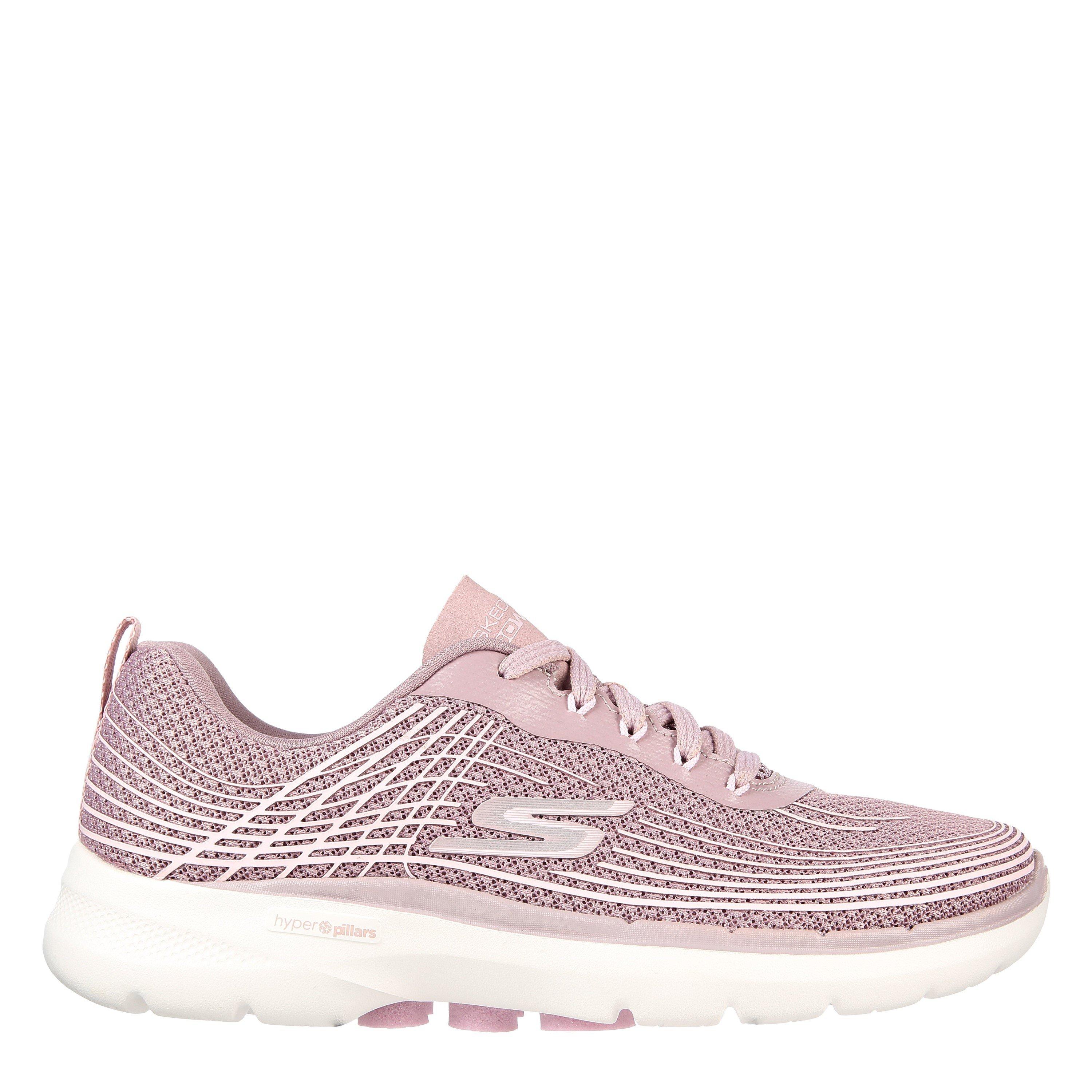 Mauve - Skechers - Athletic Mesh Lace Up W Haptic Prin Slip On Trainers Womens - 3