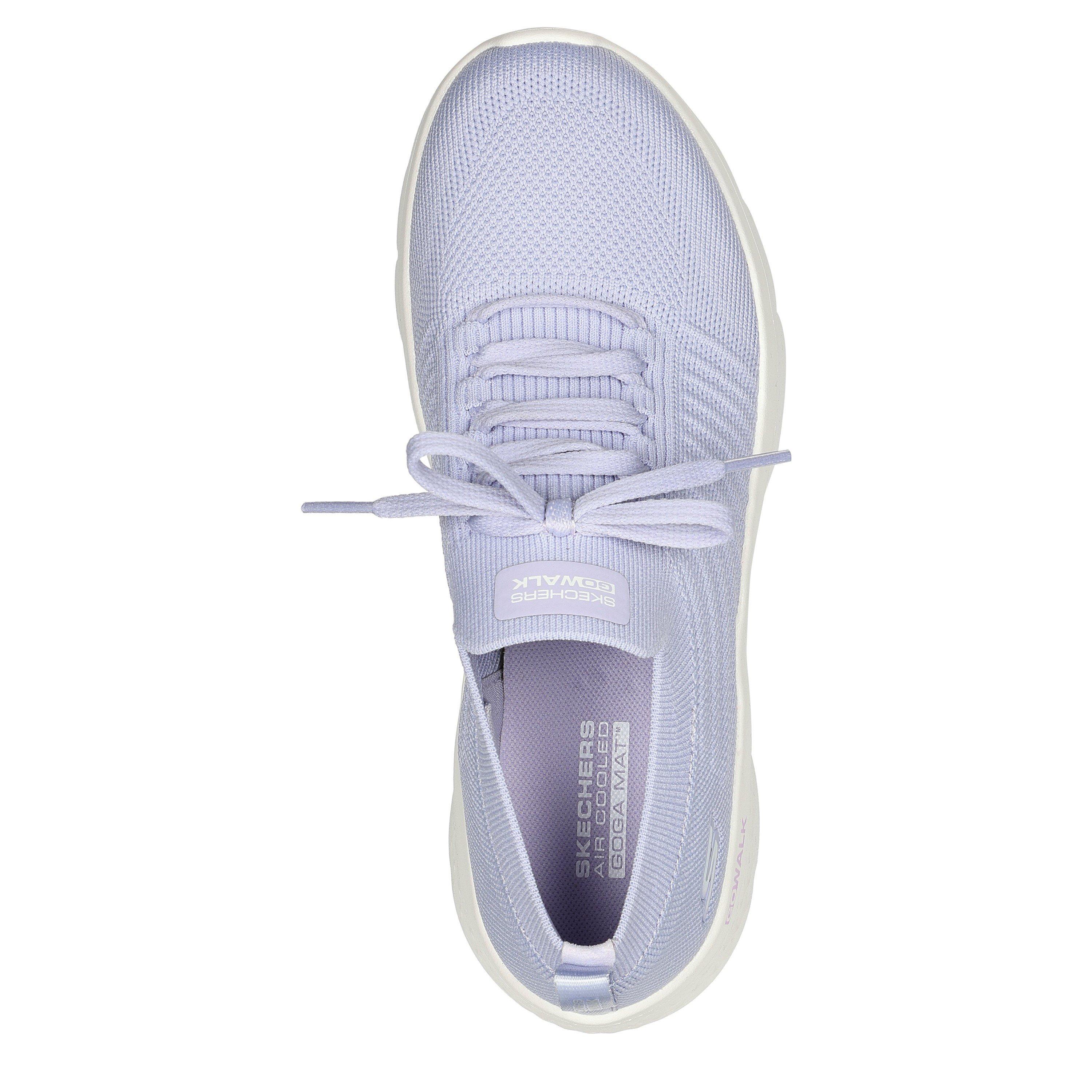 Lavendel - Skechers - Flat Knit Fixed Lace Slip On Trainers Womens - 5