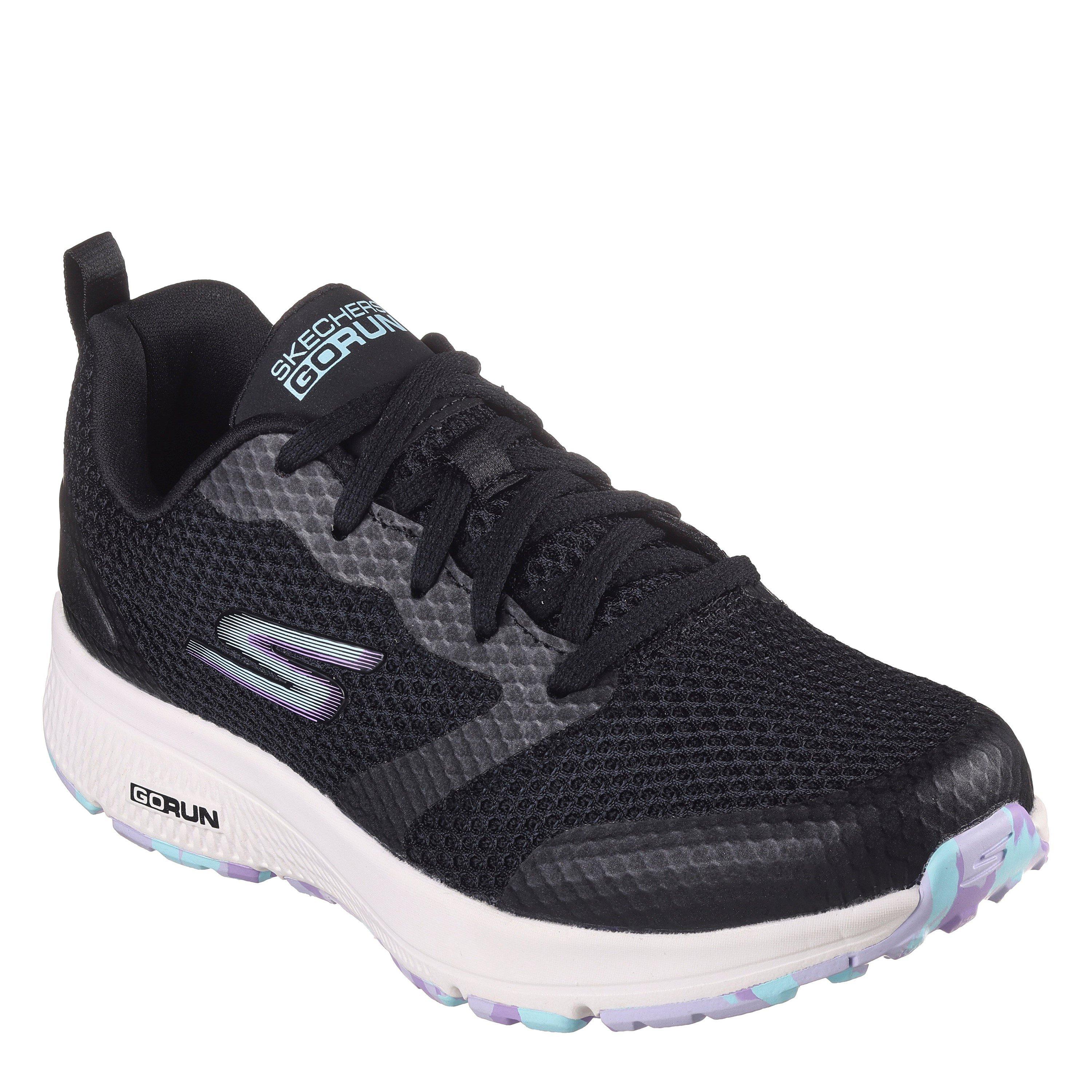 Nero/Lavanda - Skechers - Circular Mesh Lace Up W Marbled Rub Slip On Trainers Womens - 1