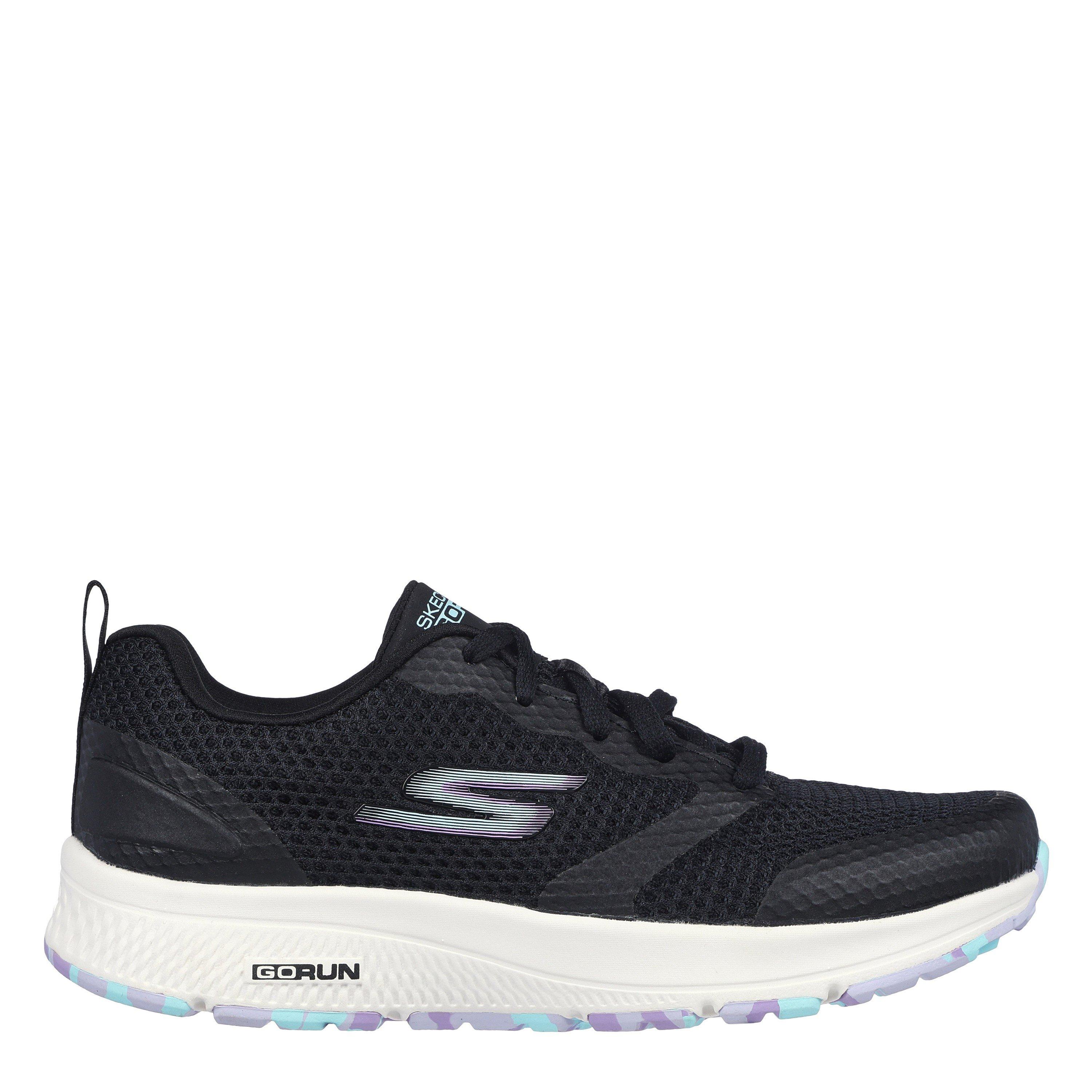 Black/Lavender - Skechers - Circular Mesh Lace Up W Marbled Rub Slip On Trainers Womens - 1