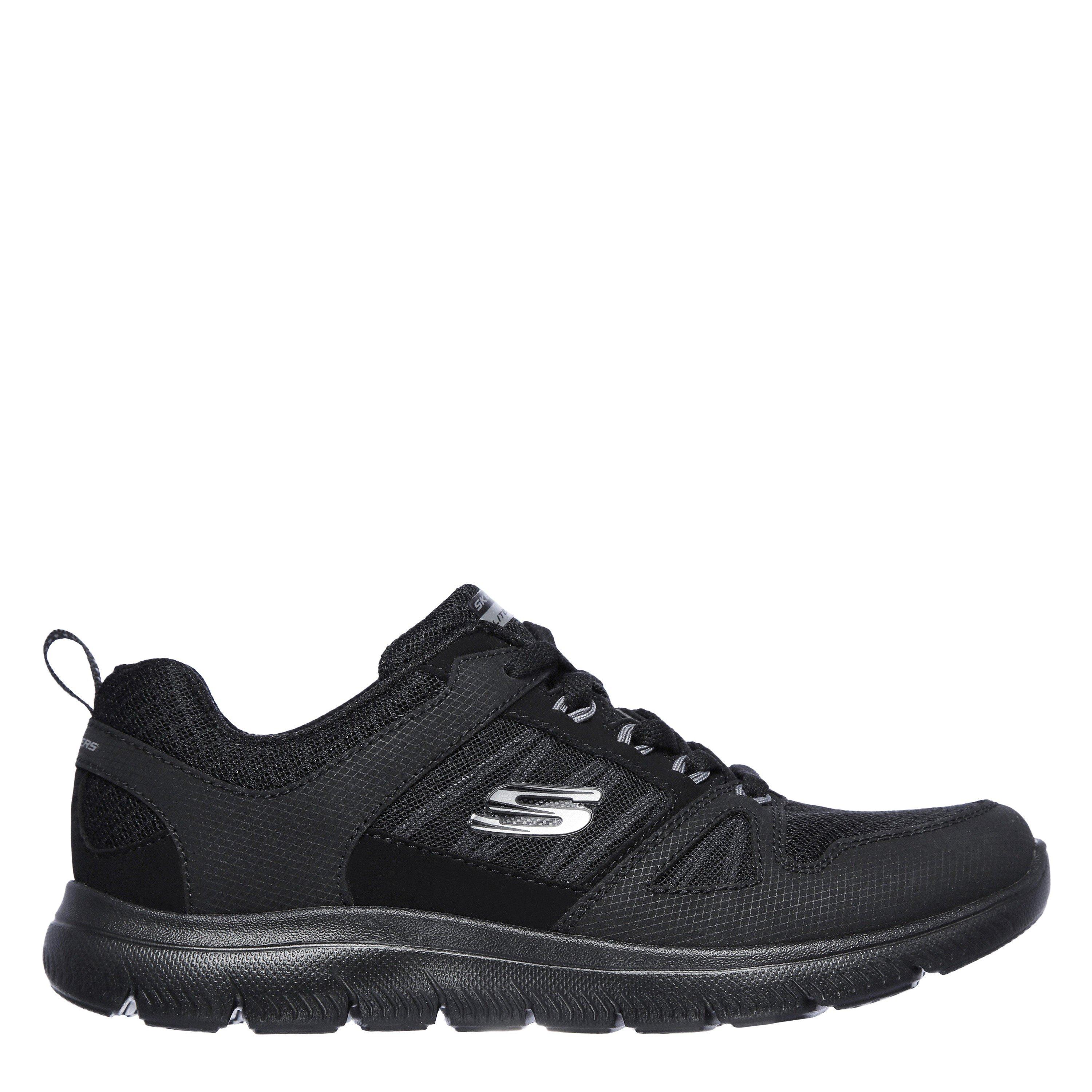 Black/Black - Skechers - Mono Mesh Qtr Lace-Up W Mf Low-Top Trainers Womens - 1
