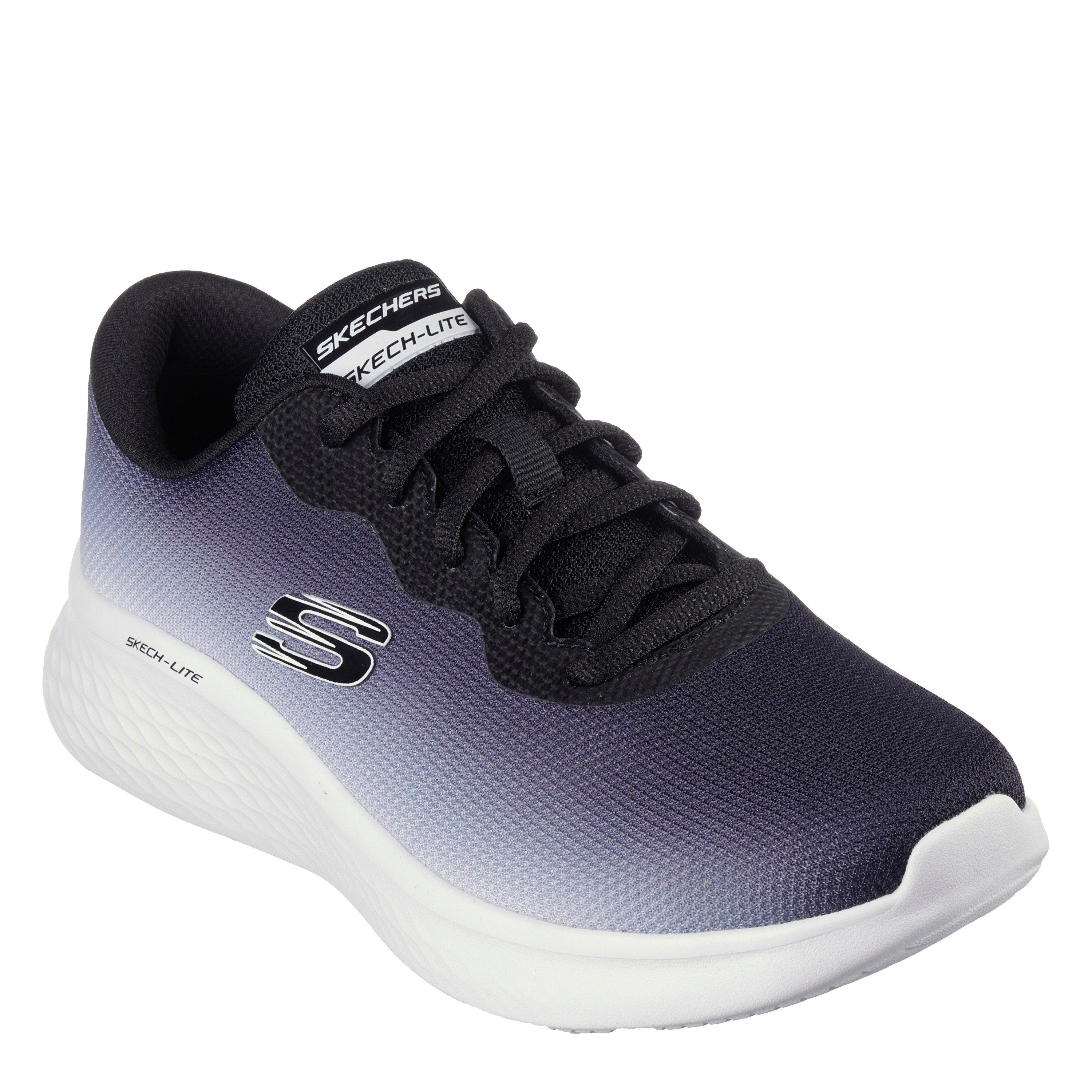 Black/White - Skechers - Ombre Engineered Mesh Lace-Up W Ai Slip On Trainers Womens - 4