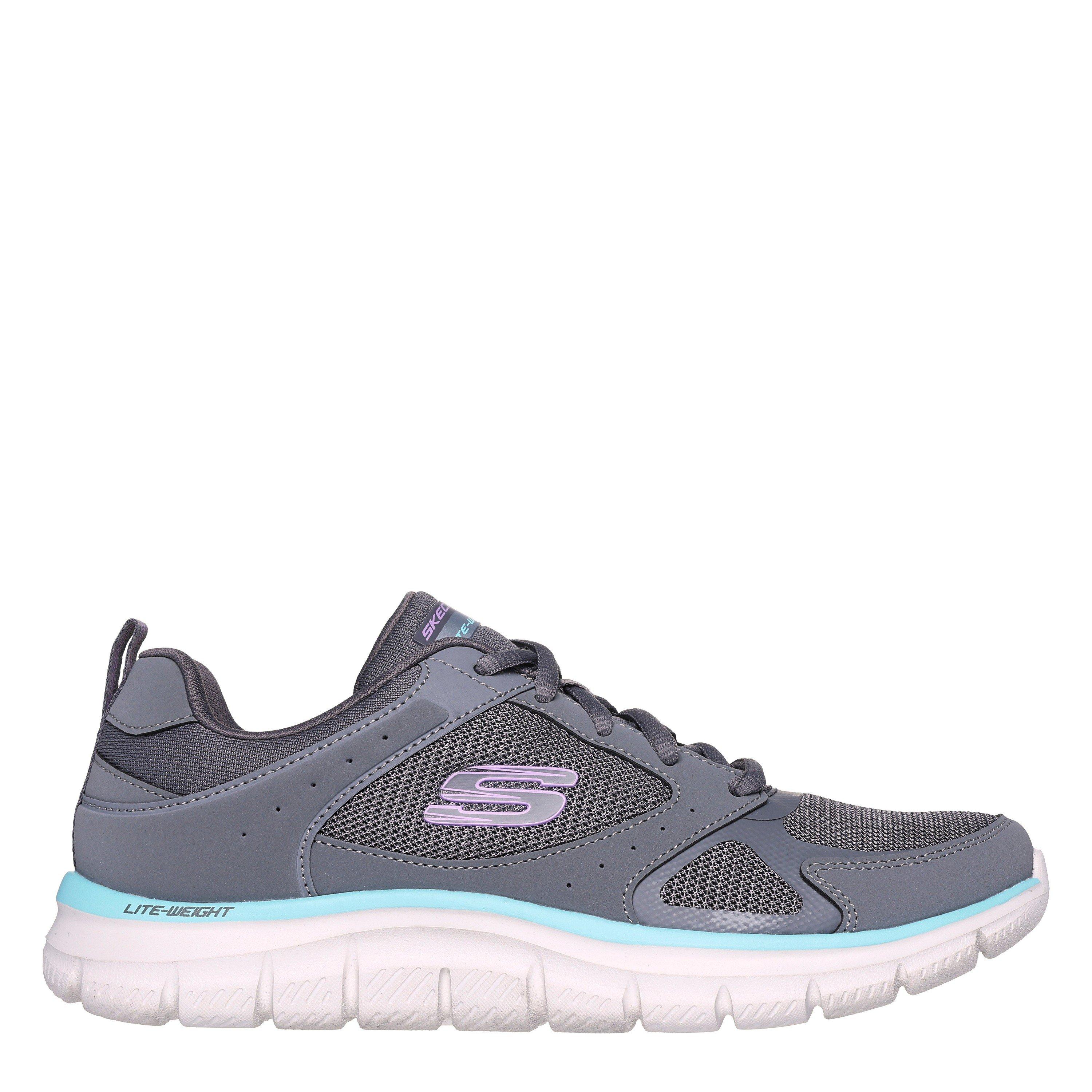 Charcoal/Aqua - Skechers - Women's Track Casual Low-Top Trainers - 1