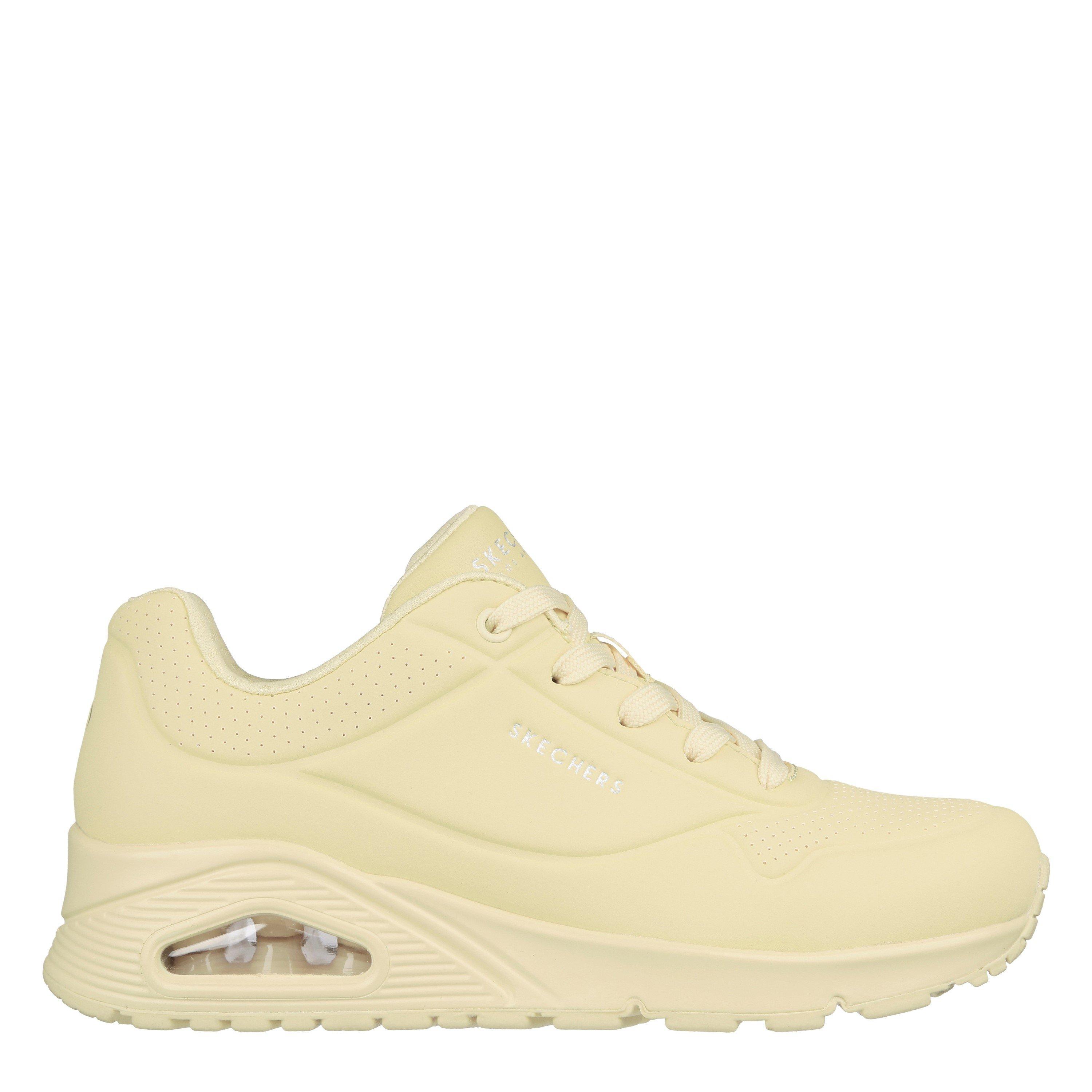Yellow - Skechers - Bright Pastel Durabuck Lace Up Fash Low-Top Trainers Womens - 3