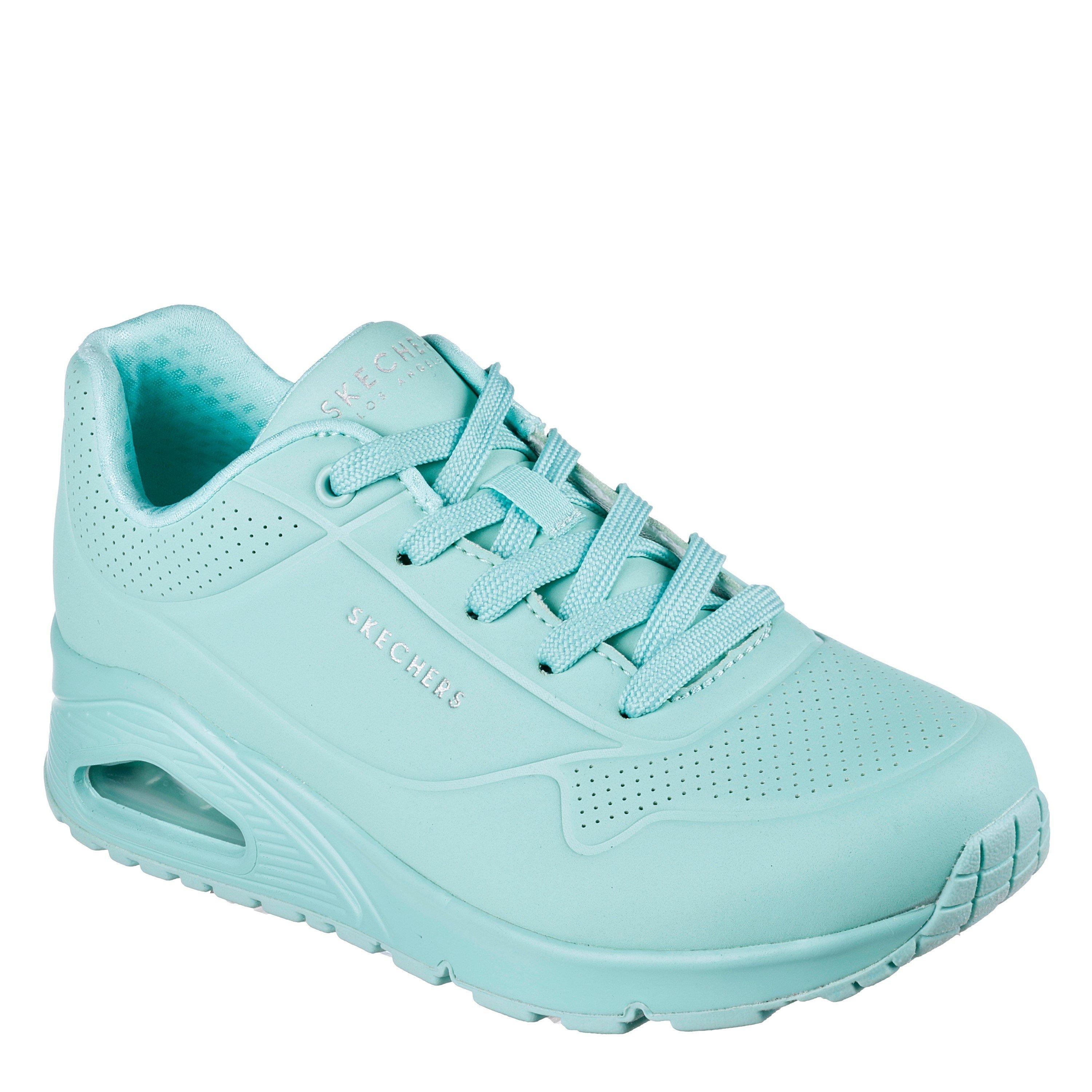 Skechers Bright Pastel Durabuck Lace Up Fash Low-Top Trainers Womens