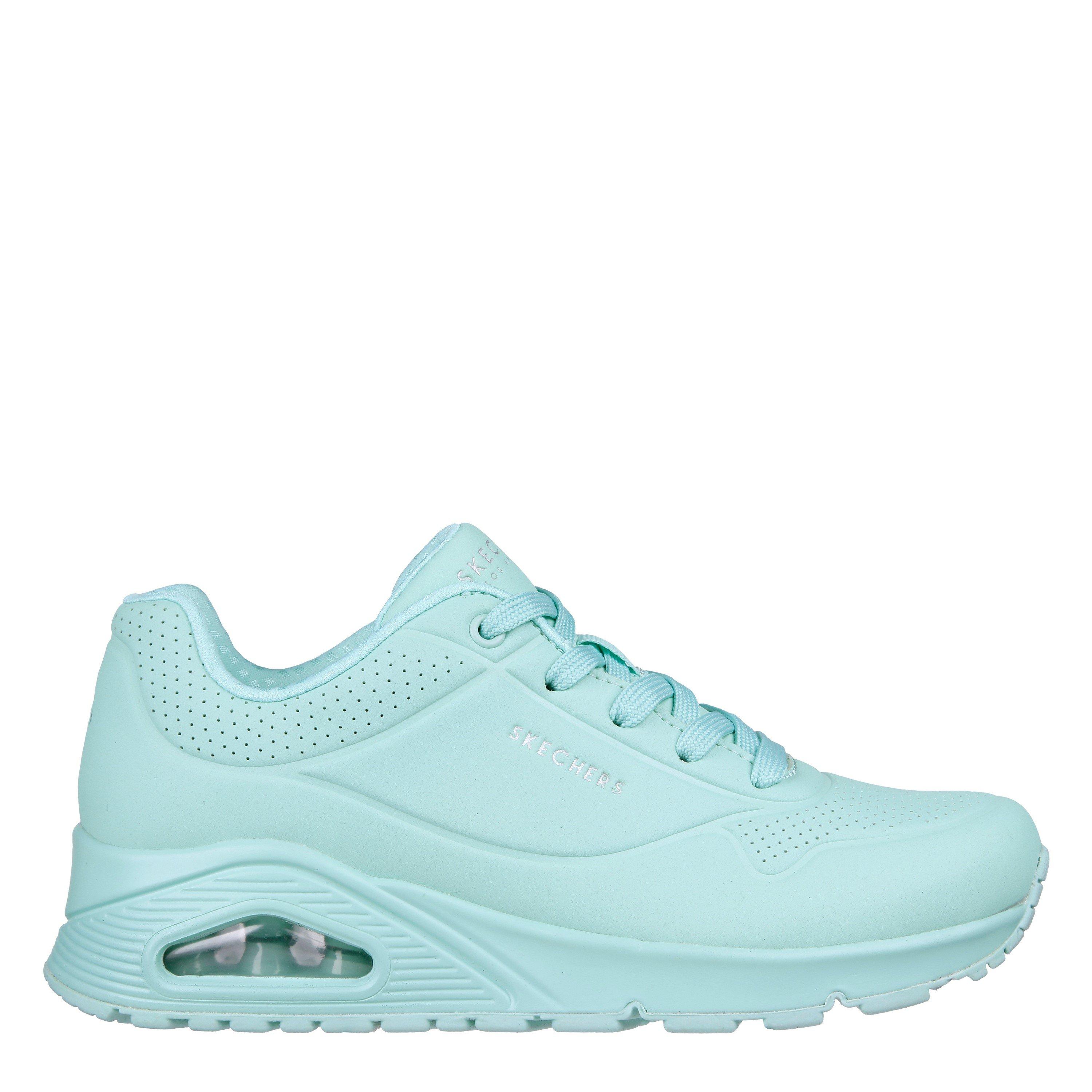 Mint - Skechers - Bright Pastel Durabuck Lace Up Fash Low-Top Trainers Womens - 3