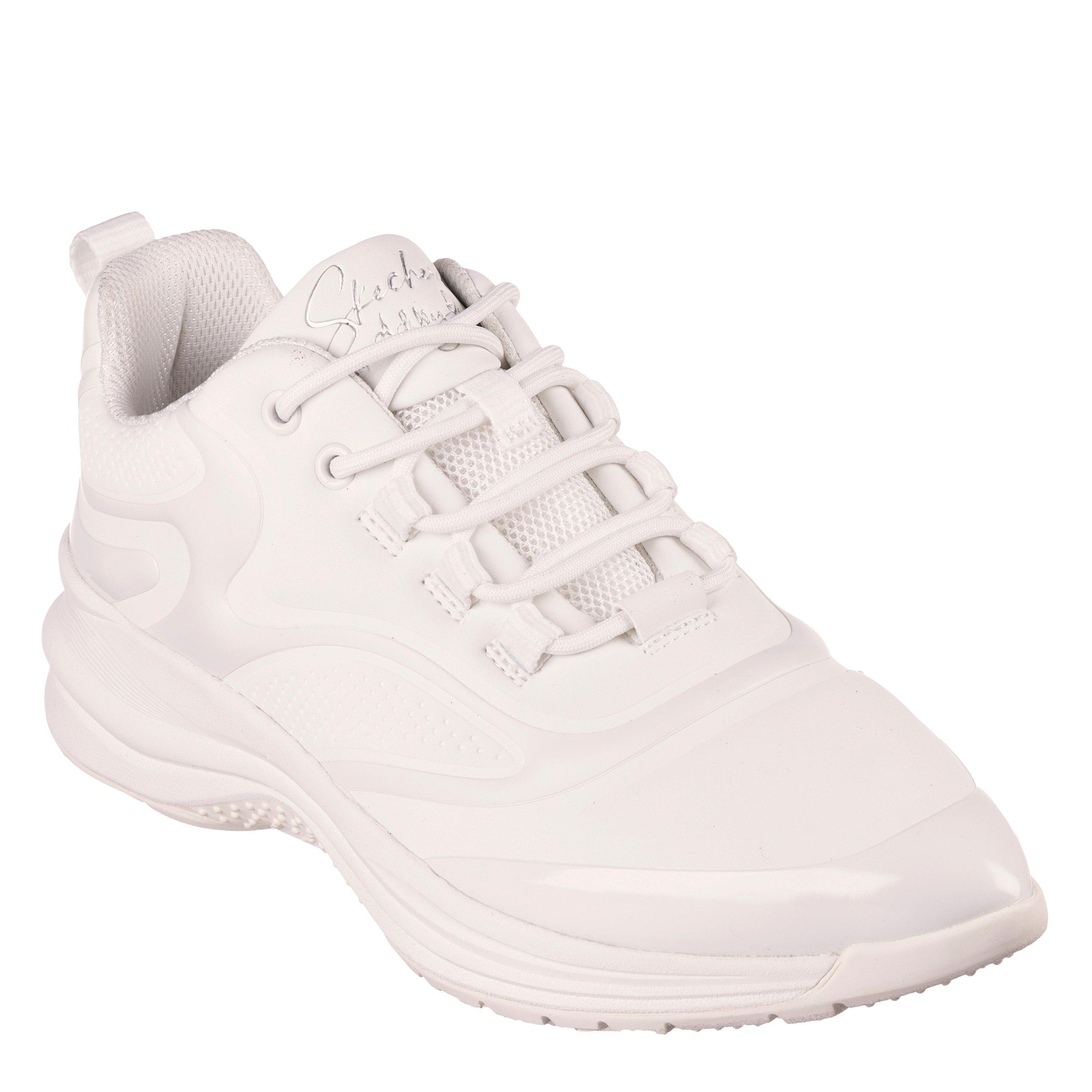 White - Skechers - Glossed Hot Melt Embossed Neoprene Low-Top Trainers Womens - 1