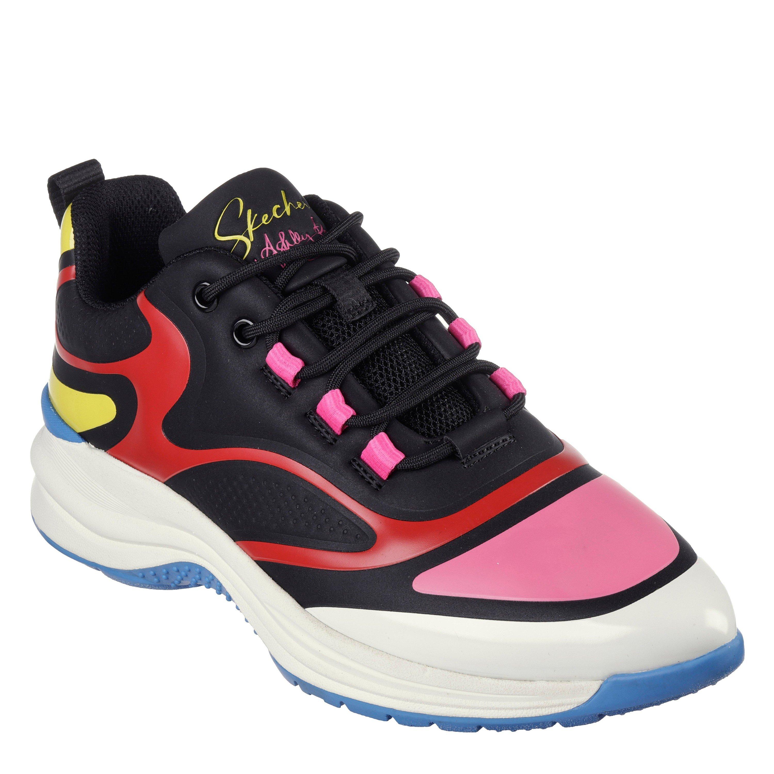 Black/Multi - Skechers - Glossed Hot Melt Embossed Neoprene Low-Top Trainers Womens - 4