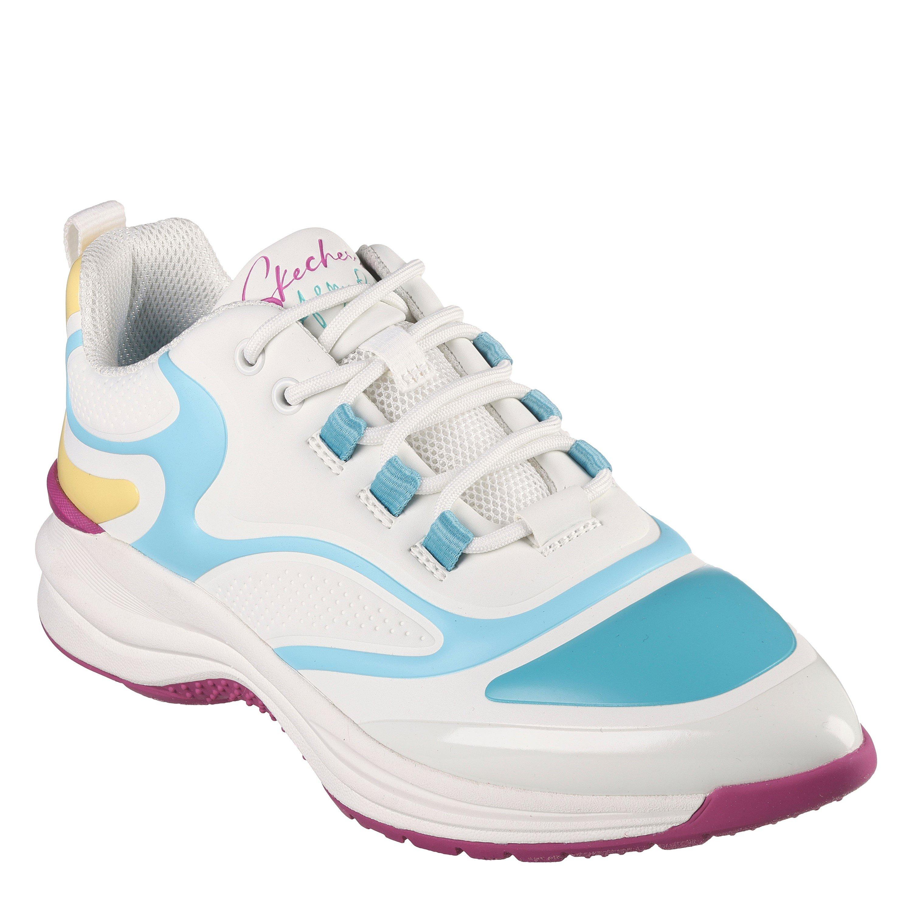 Branco/Multi - Skechers - Glossed Hot Melt Embossed Neoprene Low-Top Trainers Womens - 1