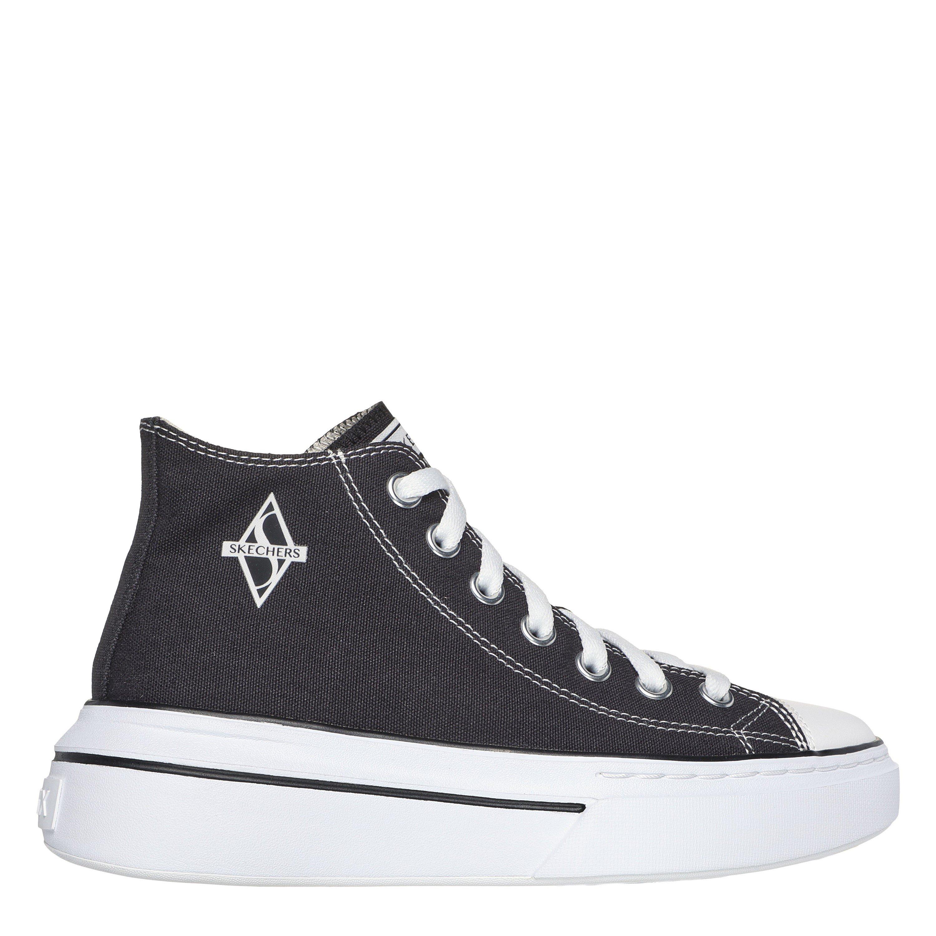 Noir/Blanc - Skechers - Canvas Mid Top Lace-Up W Air-Cooled Low-Top Trainers Womens - 3